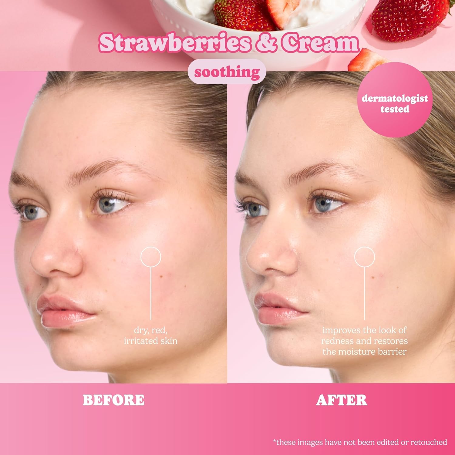 ESW Beauty Strawberries & Cream Soothing Face Mask, Korean Skin Care 1 Pack