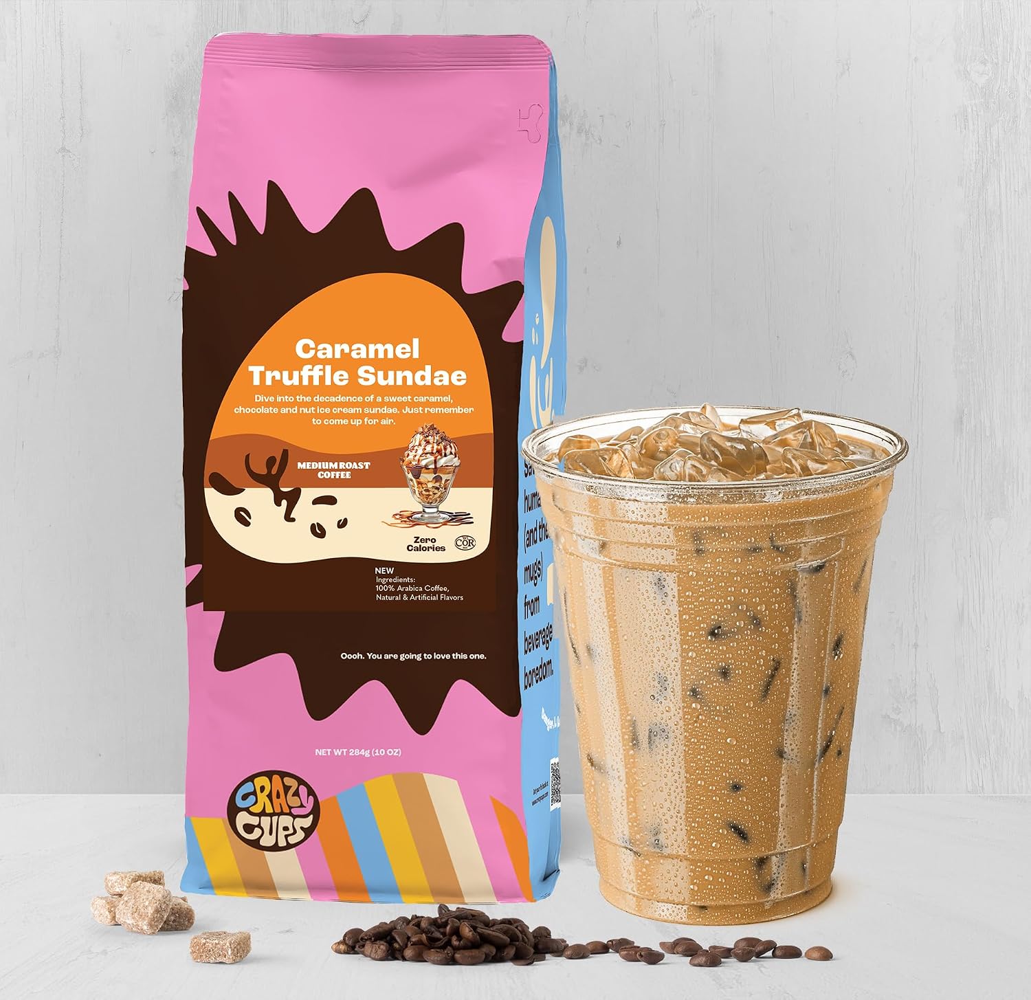 Crazy Cups Flavored Ground Coffee, Cinnamon French Toast, in 10 oz Bag, For Brewing Flavored Hot or Iced Coffee