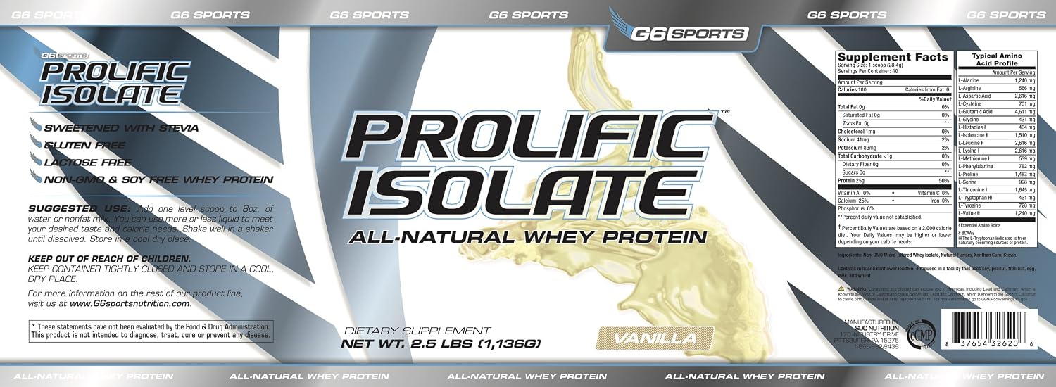Nutrition Prolific Isolate All Natural Whey Protein Isolate (Gluten Free, Lactose Free, Stevia Sweetened, 25g Protein, 100 Calories) – 2.5lb Jar – Chocolate