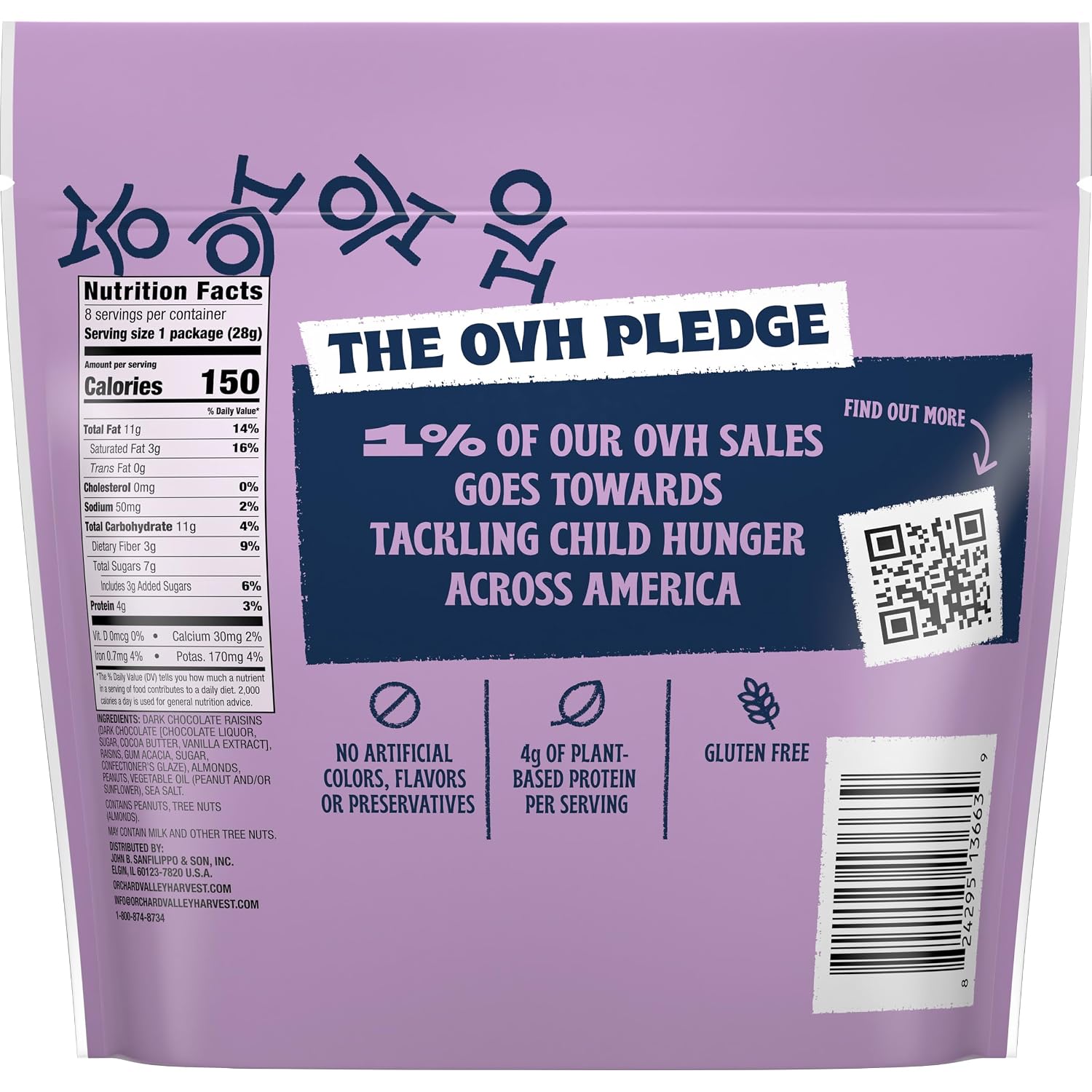 Orchard Valley Harvest Choc Nut Mix Multipack, 1 oz, Pack of 8 | Dark Chocolate Raisins, Almonds & Peanuts, Gluten Free, Stand Up Bag, Non-GMO, 4g Plant Protein, On-The-Go Snack