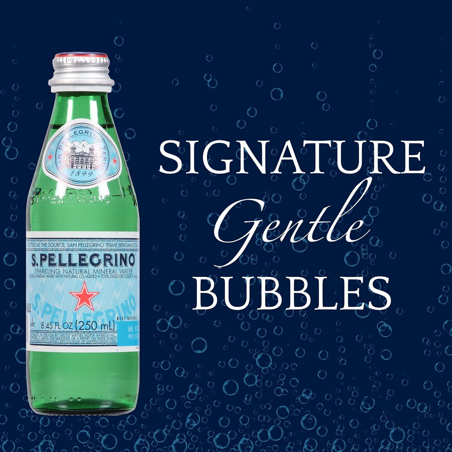 S.Pellegrino Sparkling Natural Mineral Water, 8.45 fl oz. Glass Bottle (24 Count)