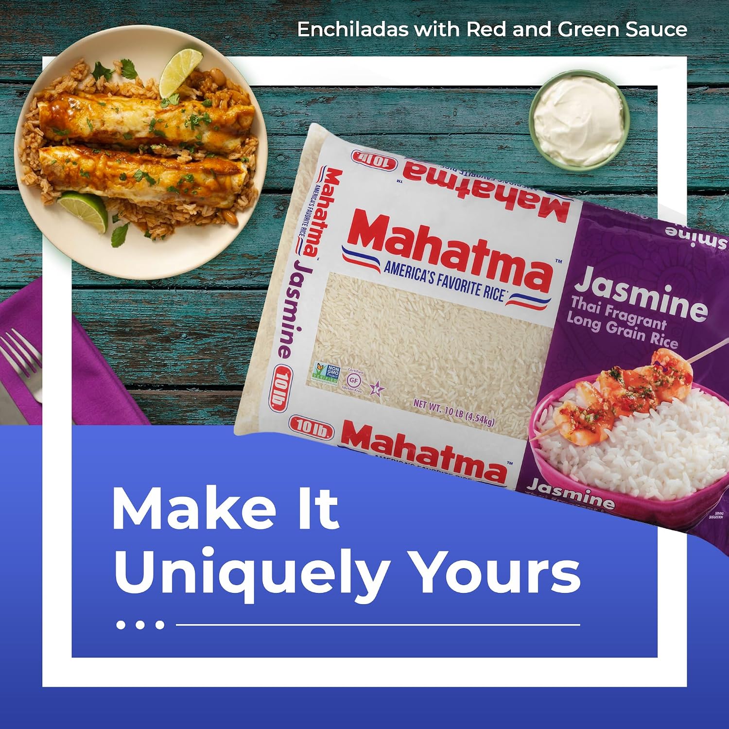Mahatma Jasmine Rice, Fragrant Thai Rice, 5-Pound Bag | Aromatic rice for stovetop or microwave, quick and easy to cook, gluten-free, vegan, kosher, non-GMO, bulk bag