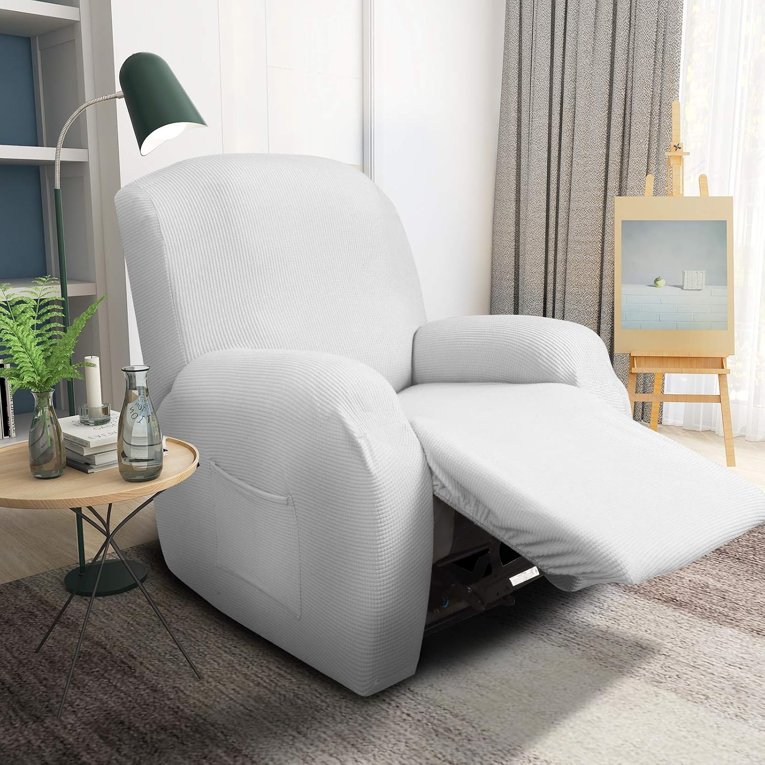JIVINER Super Stretch Recliner Chair Covers 4 Pieces Sofa Slipcover for Reclining Chair Spandex Soft Recliner Slipcover with Pockets Recliner