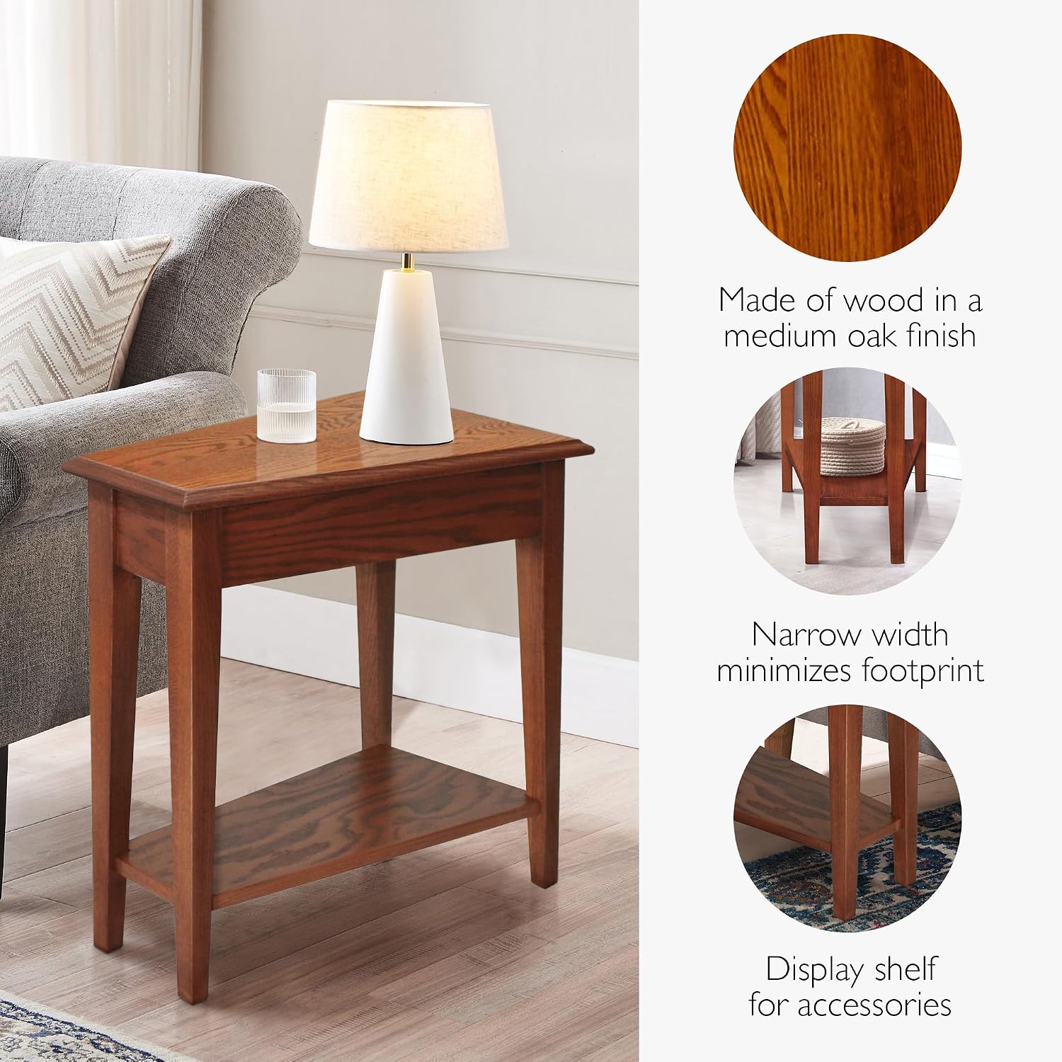 Leick Home Delton Wedge End Table, 17", Sienna