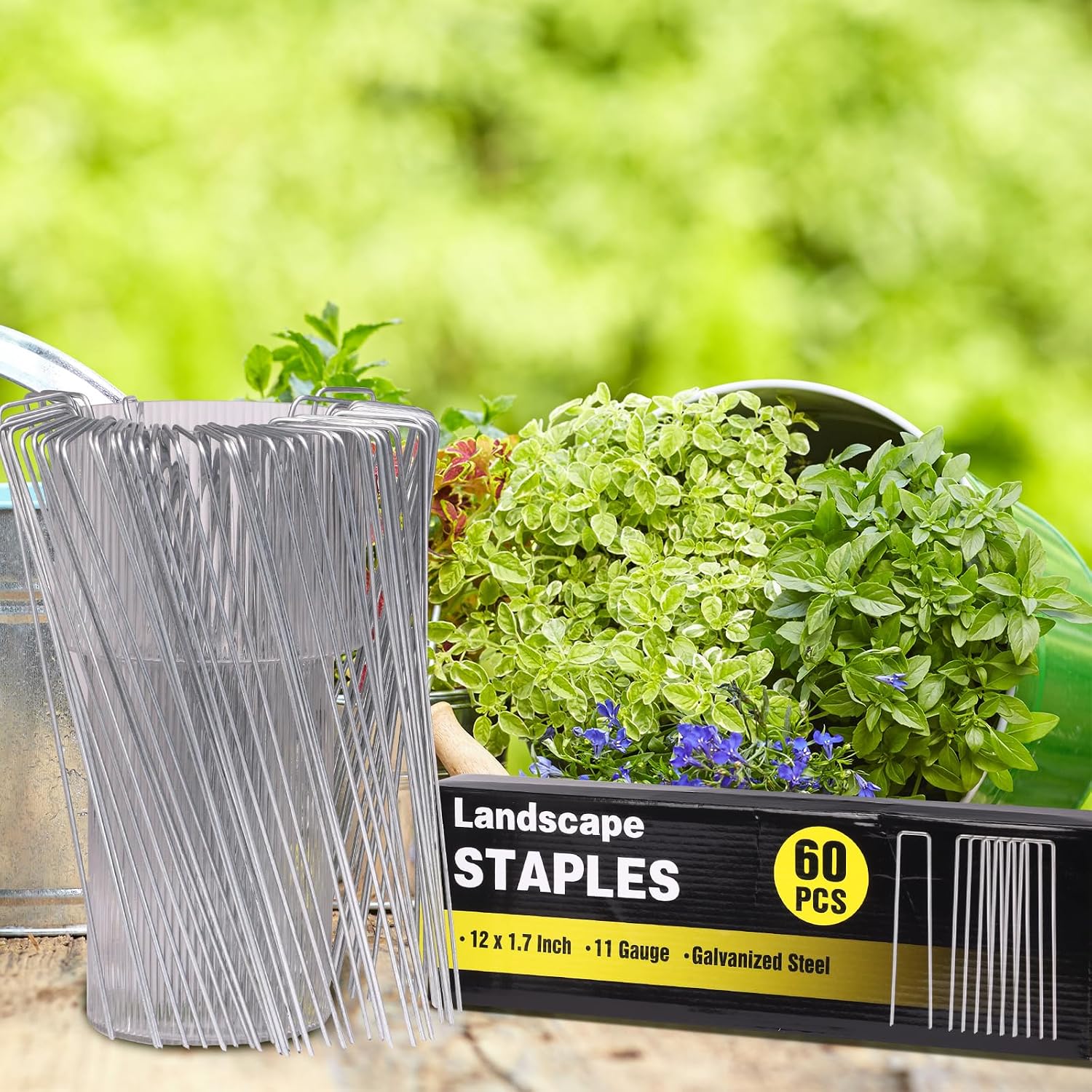HongWay 240 Pack Landscape Staples 6 Inch, Galvanized Garden Stakes