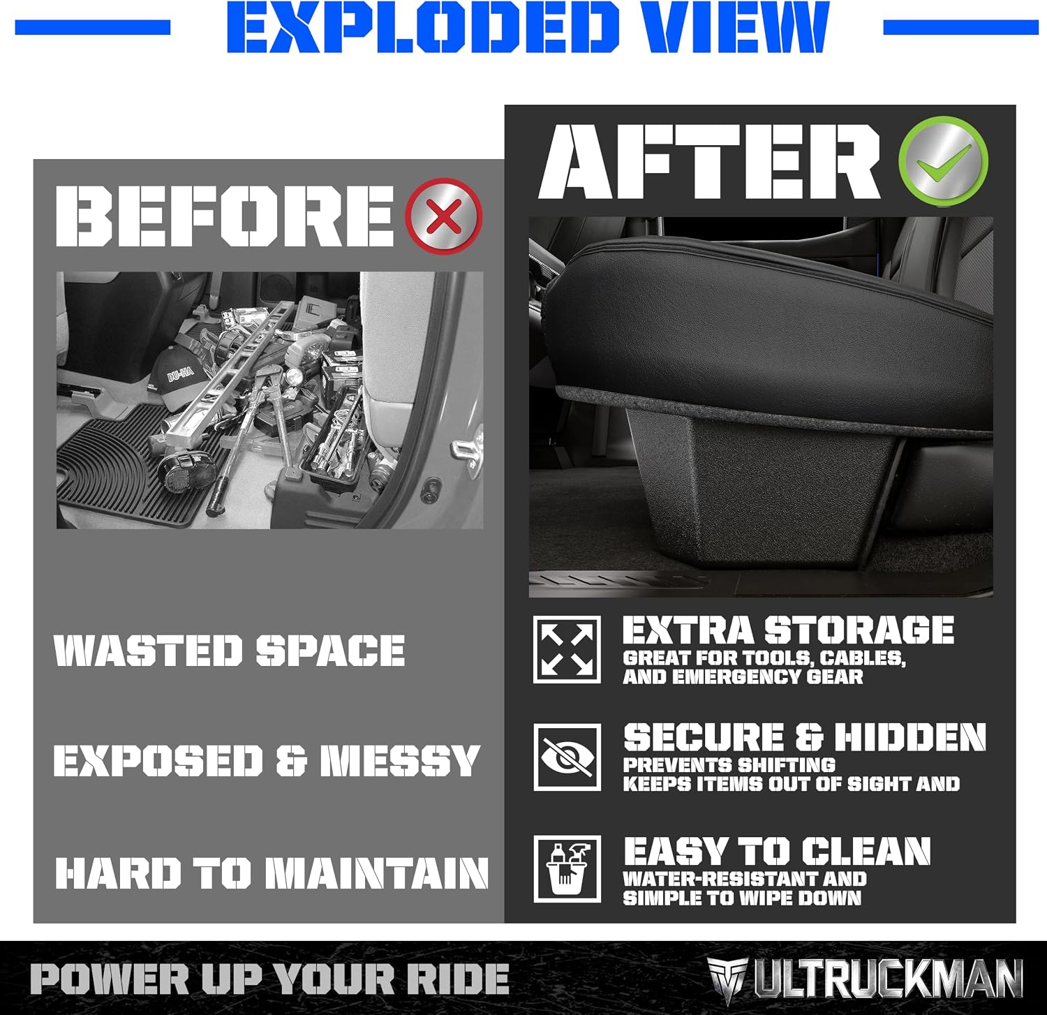 Under Seat Storage Box for F-150 Crew Cab & Super Duty 2015-2026 | Foam-cut for long gear. Hidden. Waterproof. No-drill. ULTRUCKMAN — Built for the Haul.