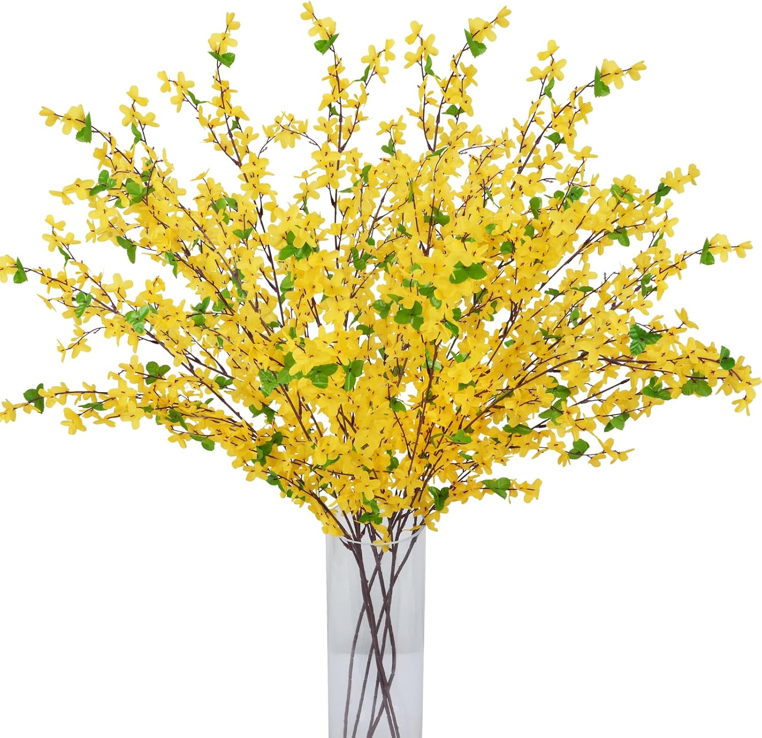 6Pcs Yellow Artificial Flowers 25.5in Long Stem Forsythia Branches