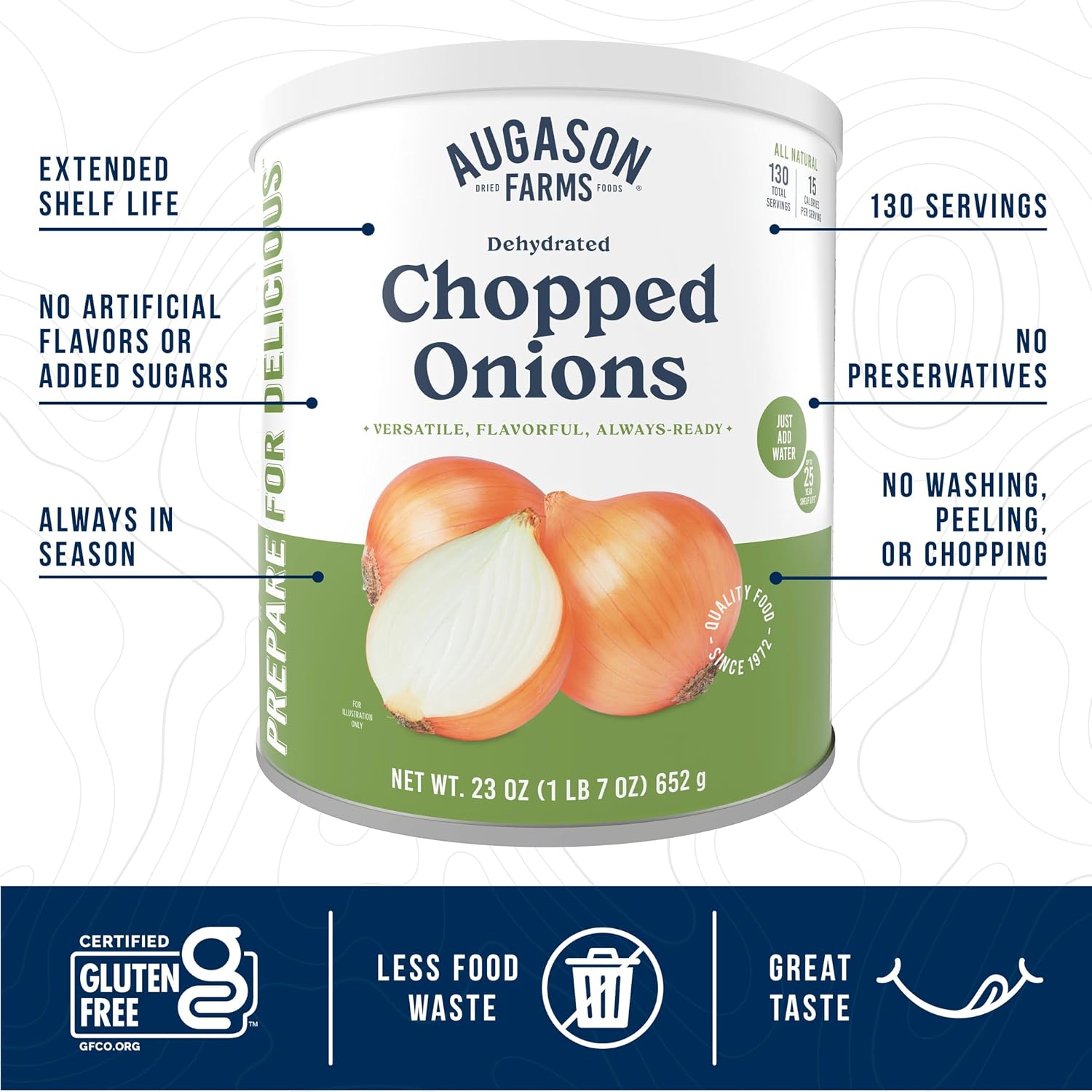 Augason Farms Dehydrated Chopped Onions Can | Emergency Food Supply, 130 Servings, 25 Year Shelf Life, Great for Cooking and Baking, Dehydrated Meals