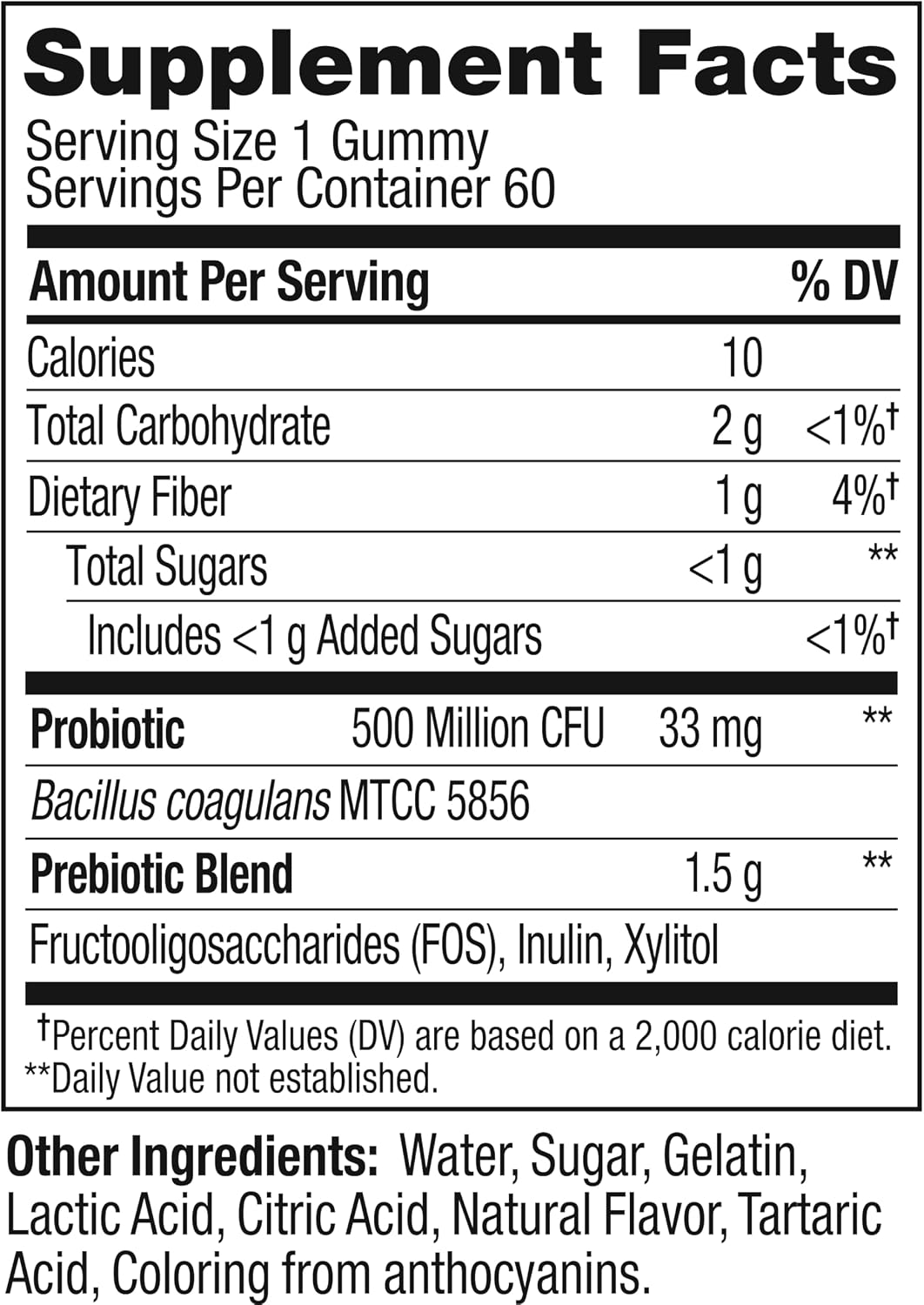 OLLY Probiotic + Prebiotic Gummy, 500 million CFUs, Peachy Peach - 30 Count