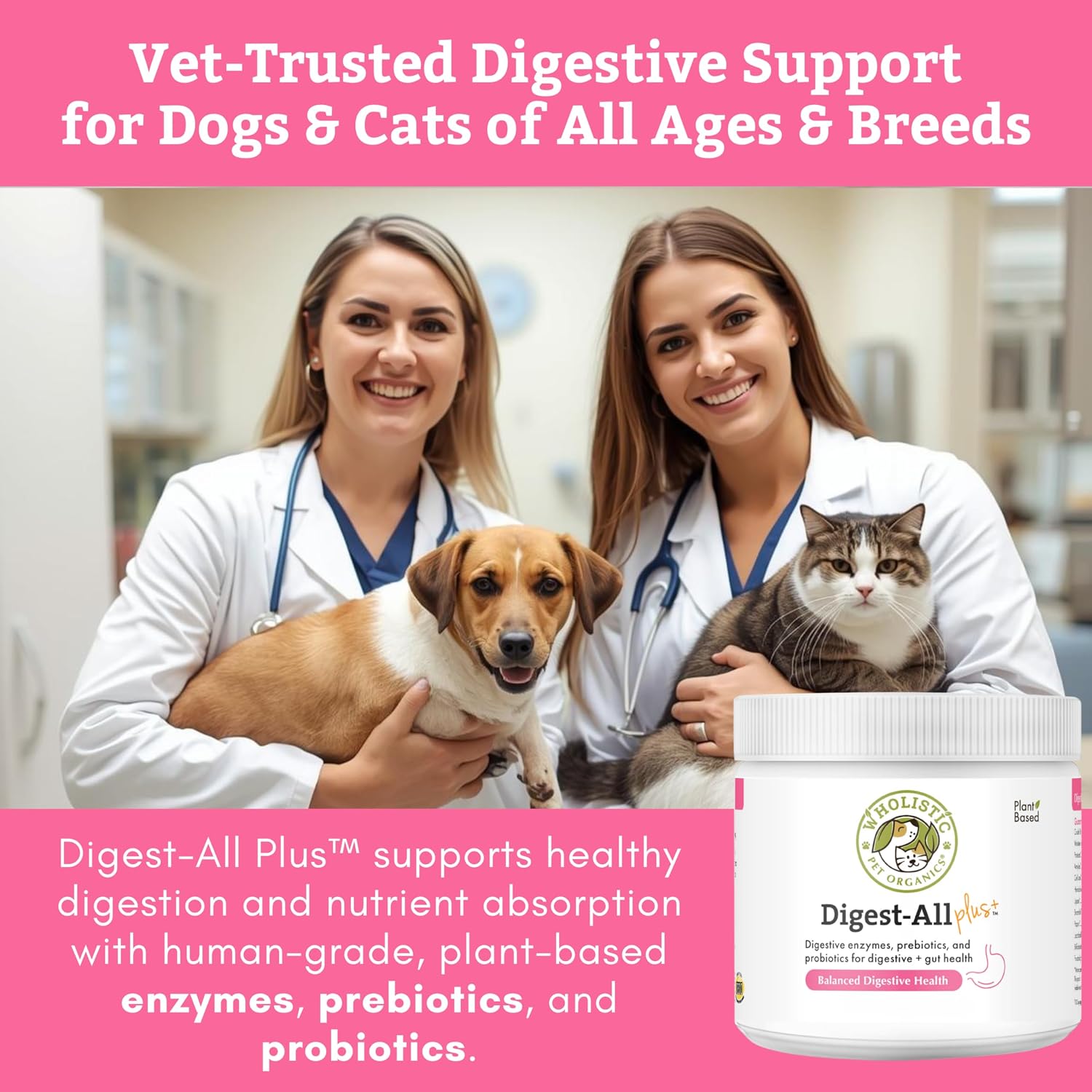 Probiotics for Dogs and Cats for Gut & Digestive Health | 2 Oz | 57 Scoops | 10B CFUs for Digestion, Nutrient Absorption, and Gut Balance | Cat & Dog Probiotics with Prebiotics and Digestive Enzymes