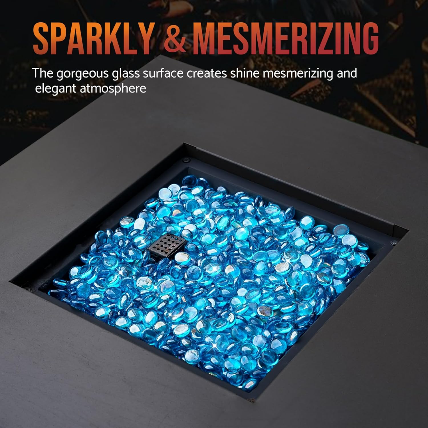 Skyflame 10-Pound Fire Glass Beads for Fire Pit Fireplace, Onyx Black