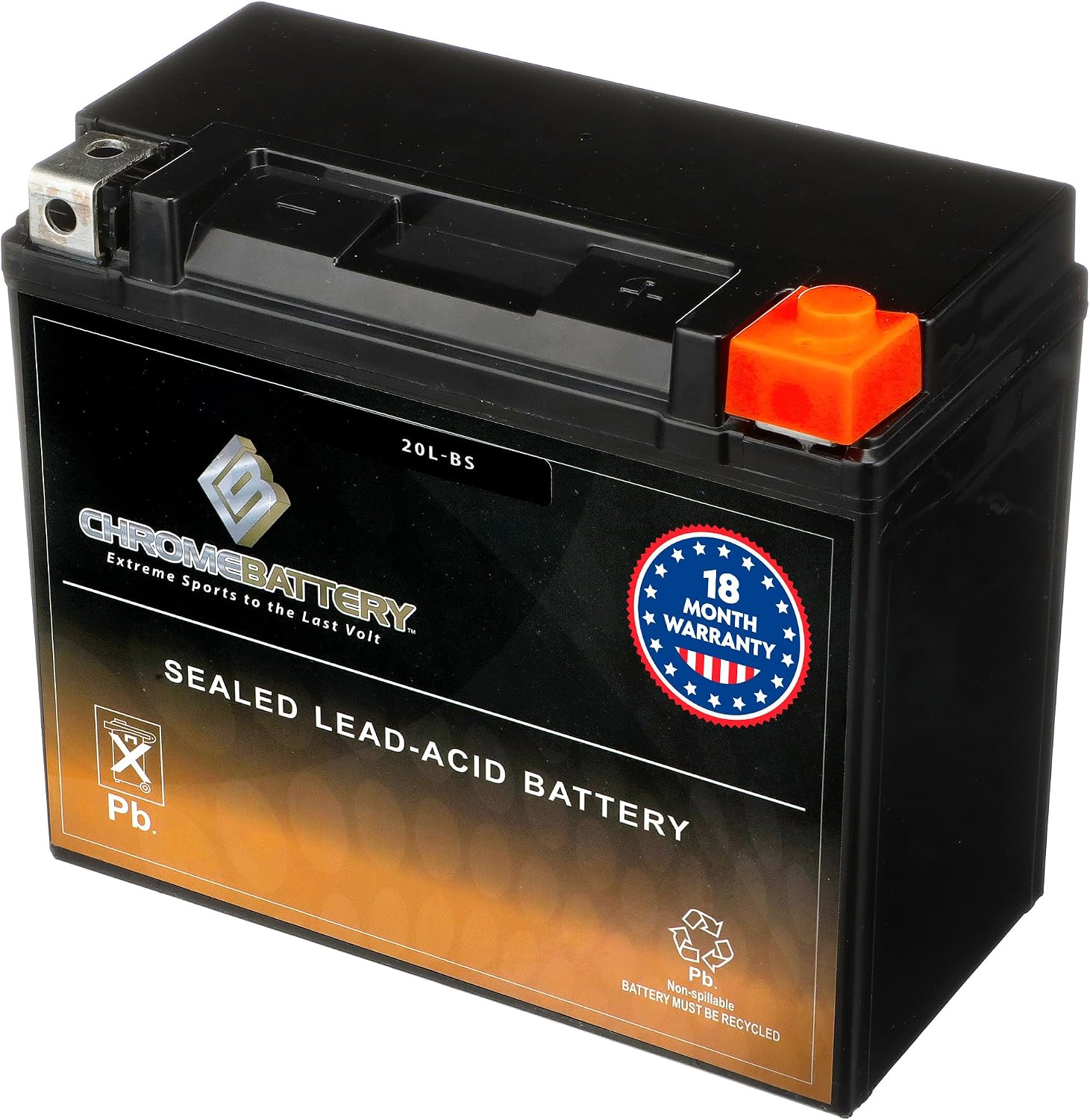 CB CHROMEBATTERY YTX30L-BS 12V 385 CCA AGM – Maintenance-Free 30Ah Battery for Harley, ATV, UTV, Snowmobile, Jet Ski – T3 Nut & Bolt Terminal – Fits Harley Touring, Polaris Sportsman 850