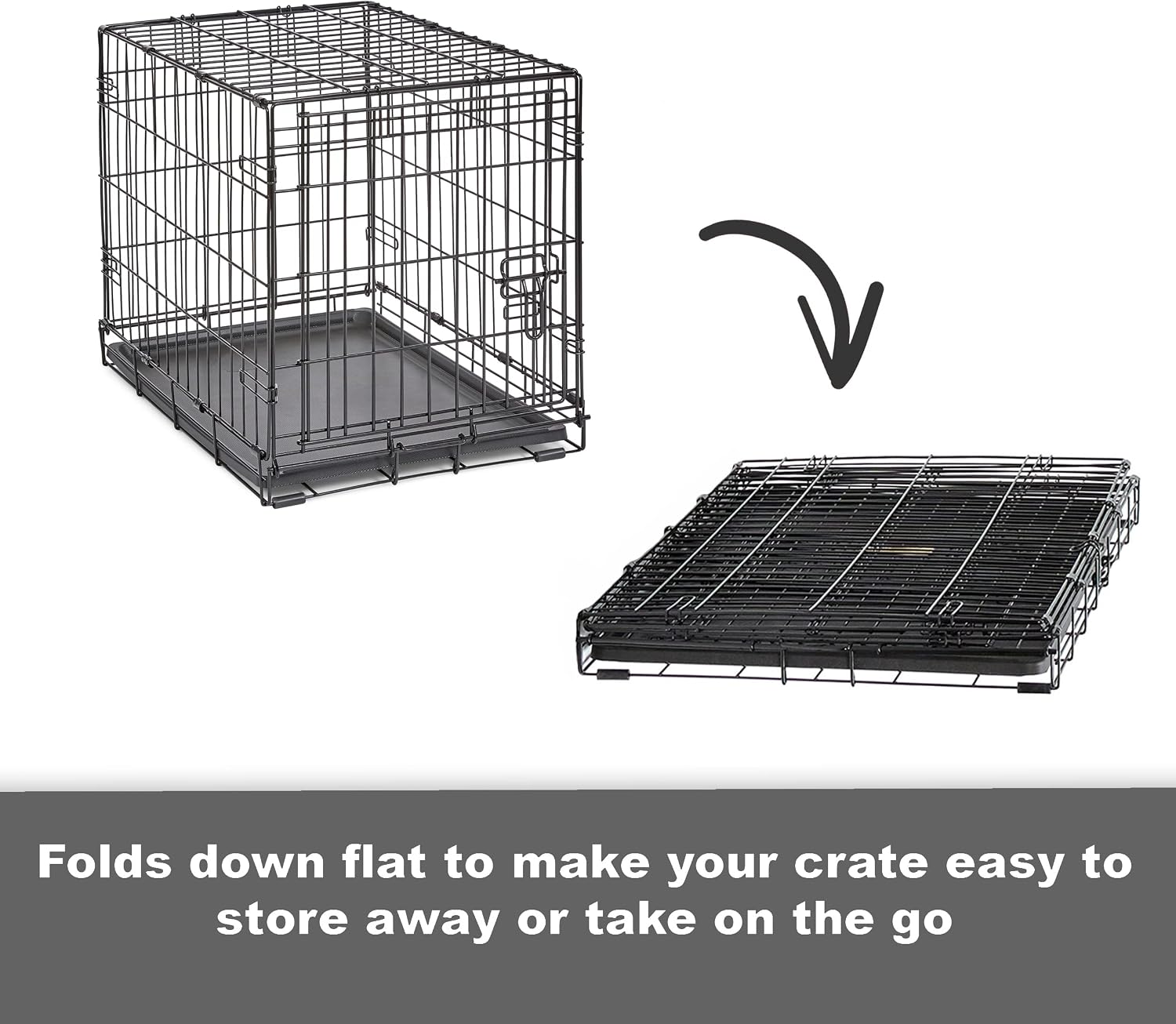 Midwest Homes for Pets 24-Inch New World Crate for Small Breeds, 12-20 lbs, Double Door Folding Dog Crate, Leak-Proof Tray & Secure Latches, Portable, Durable & Easy to Assemble