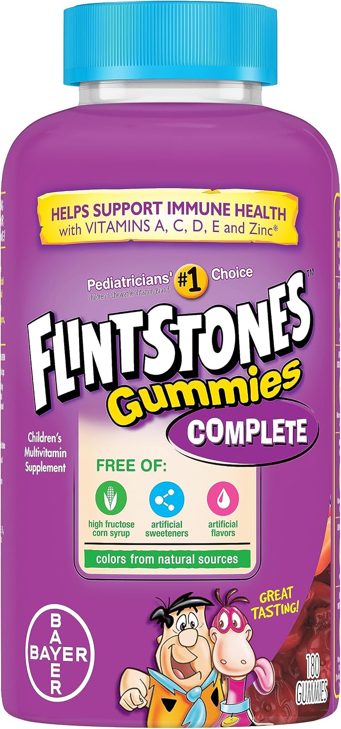 Flintstones Vitamins Complete Gummies, Kids Vitamins for Toddlers and Children, Kids Multivitamin Gummies with Vitamin A, B6, B12, C, E & Zinc