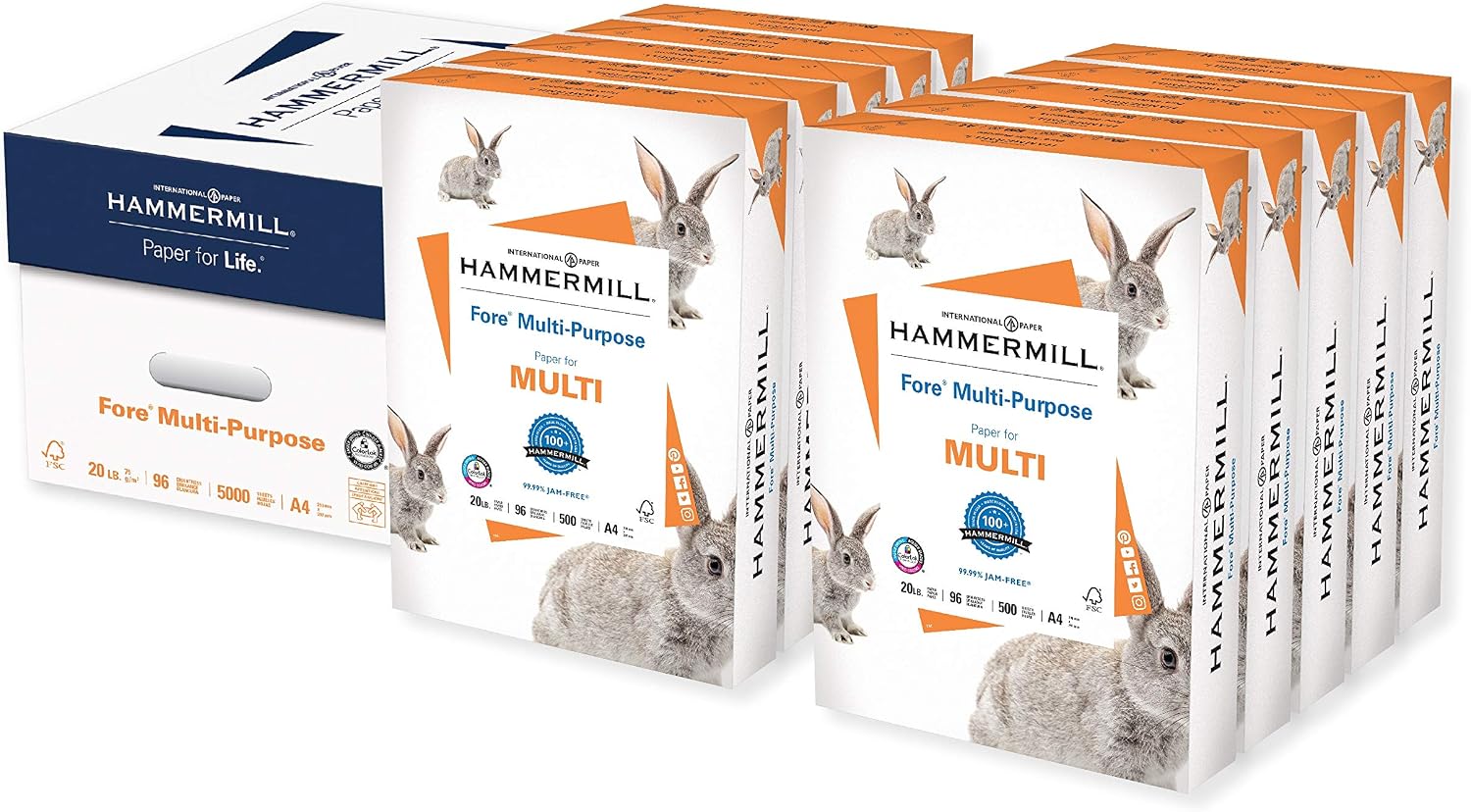 Hammermill Printer Paper, Fore Multipurpose 20 lb Copy Paper, 8.5 x 11-1 Ream (500 Sheets) - 96 Bright, Made in the USA, 103267
