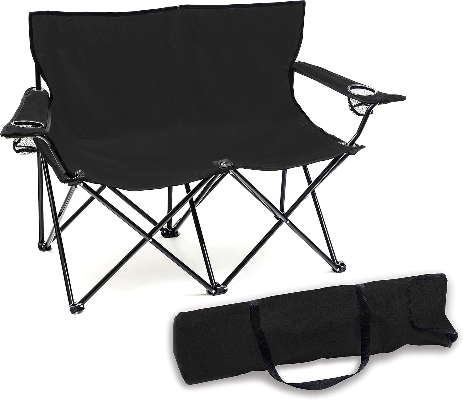 Trademark Innovations Loveseat Style Double Camp Chair, 40" L x 22" W x 31.5" H, Polyester, Army Green