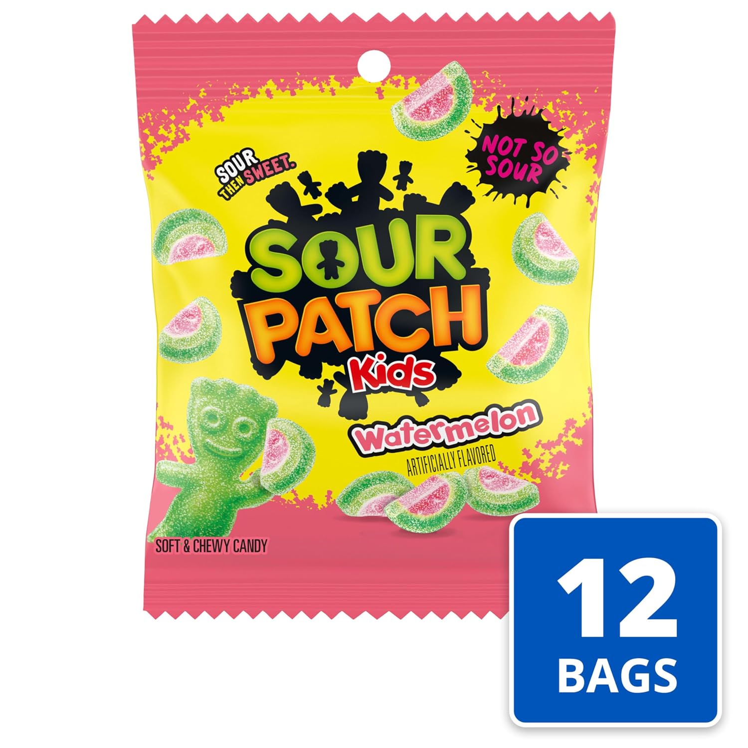 SOUR PATCH KIDS Watermelon Soft & Chewy Gummy Candy, Bulk Candy, 12 Bags