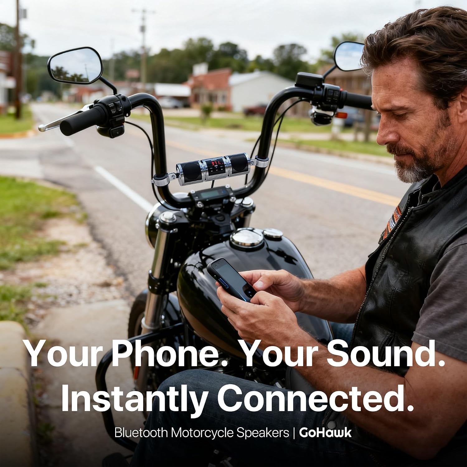 GoHawk Motorcycle Bluetooth Speakers, Waterproof Radio Audio System | Built-in Amplifier, FM Radio, AUX Input, USB, Great for ATV, Scooter Bike