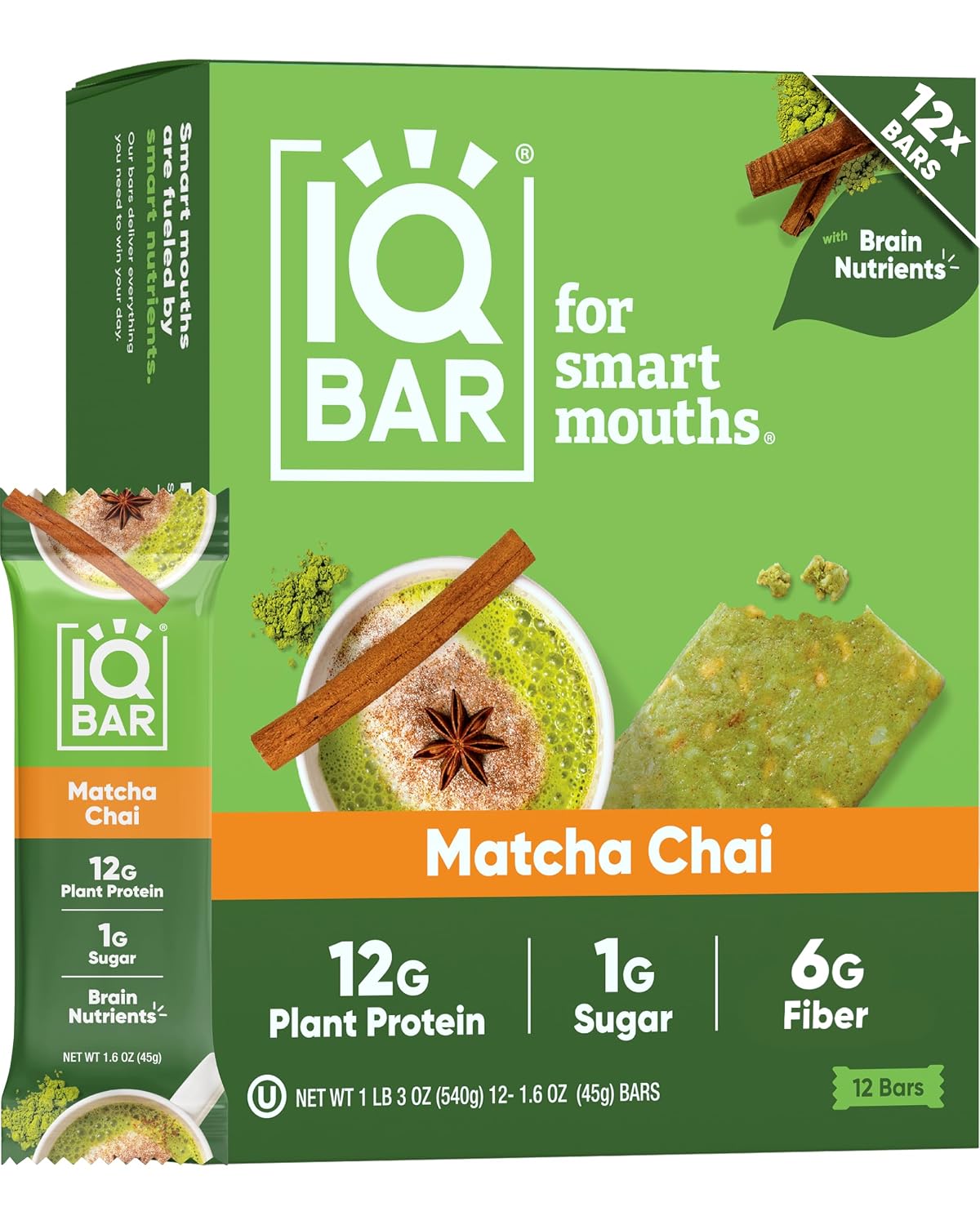 IQBAR Clean Protein Bars, Low Sugar Keto, Banana Nut 12-Count