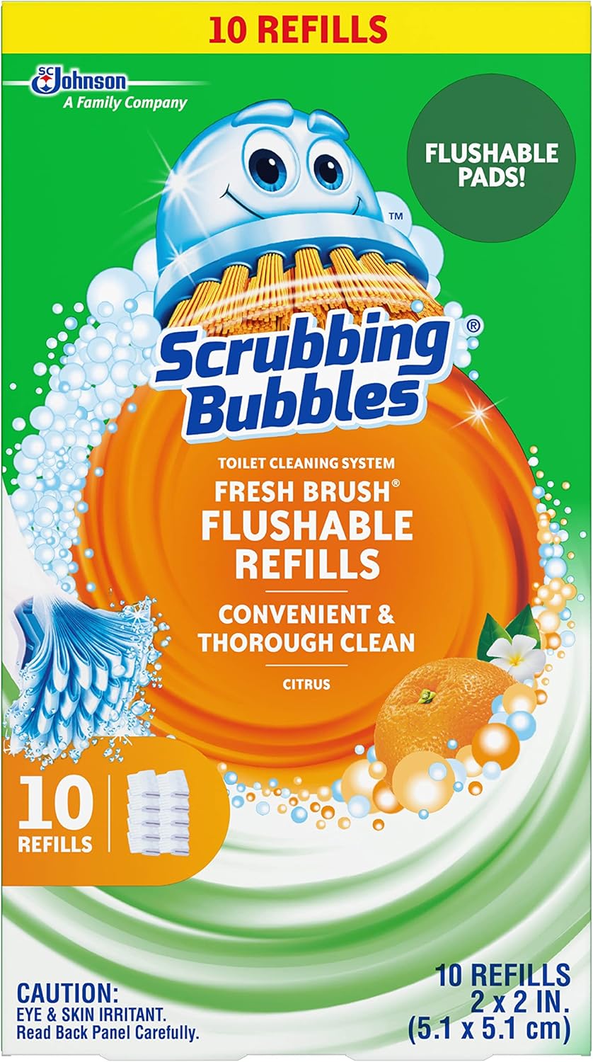 Scrubbing Bubbles Fresh Brush Flushable Refill Pads for Toilet Cleaning System, Citrus Action Scent, Toilet & Toilet Bowl Cleaner