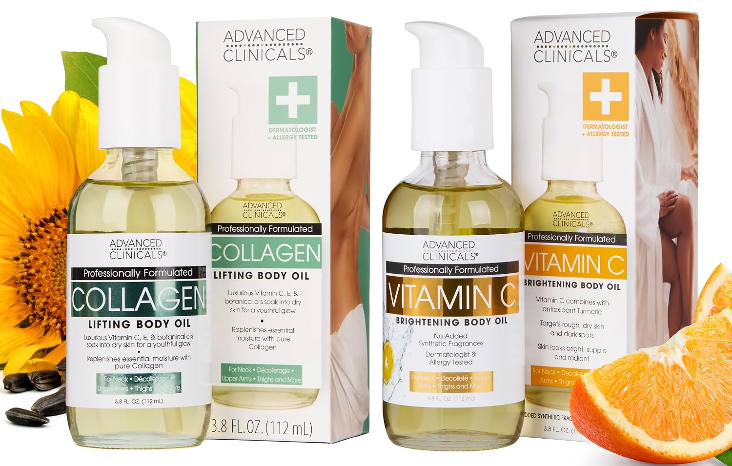 Advanced Clinicals Hydrating Collagen Oil For Body & After Shower | Visible Anti Aging Moisturizing Collagen Body Oil For Women & Men Helps Soften Appearance Of Crepe Skin & Wrinkles, 3.8 Fl Oz