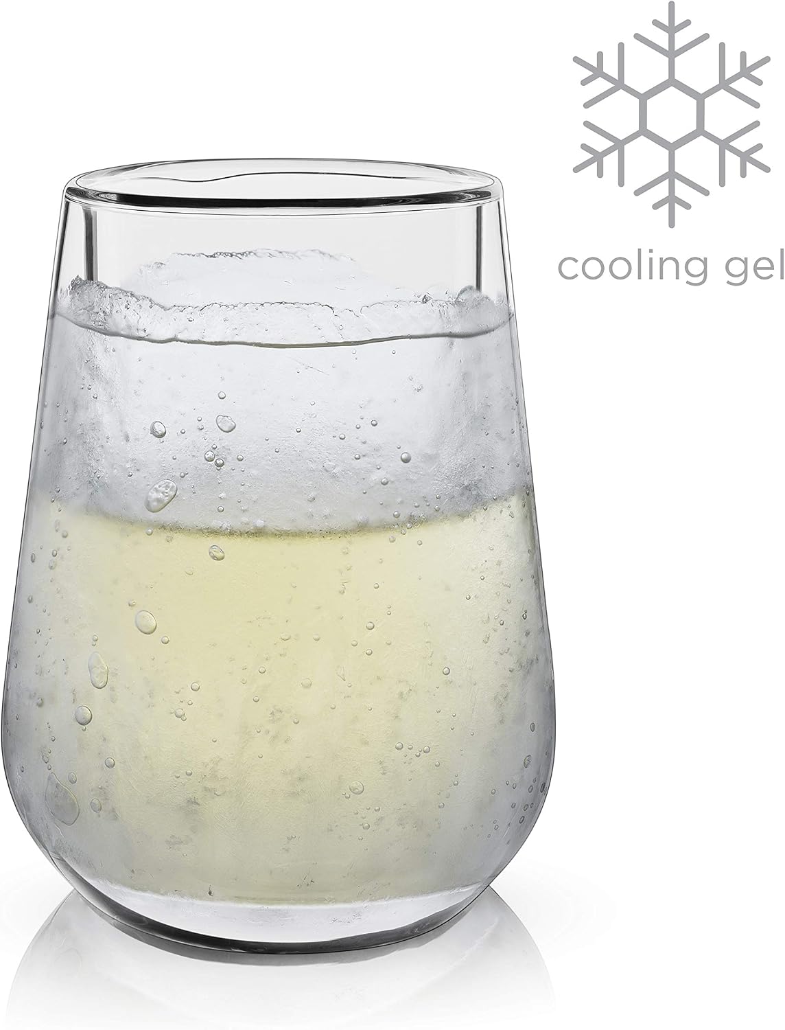 Viski Glacier Double Walled Beer Glass with Active Cooling Gel, Perfect for Cold Drinks at Indoor and Outdoor Parties, Special Occasions, Home Bar Accessories, Great Gifts for Men, 16 oz, Set of 1