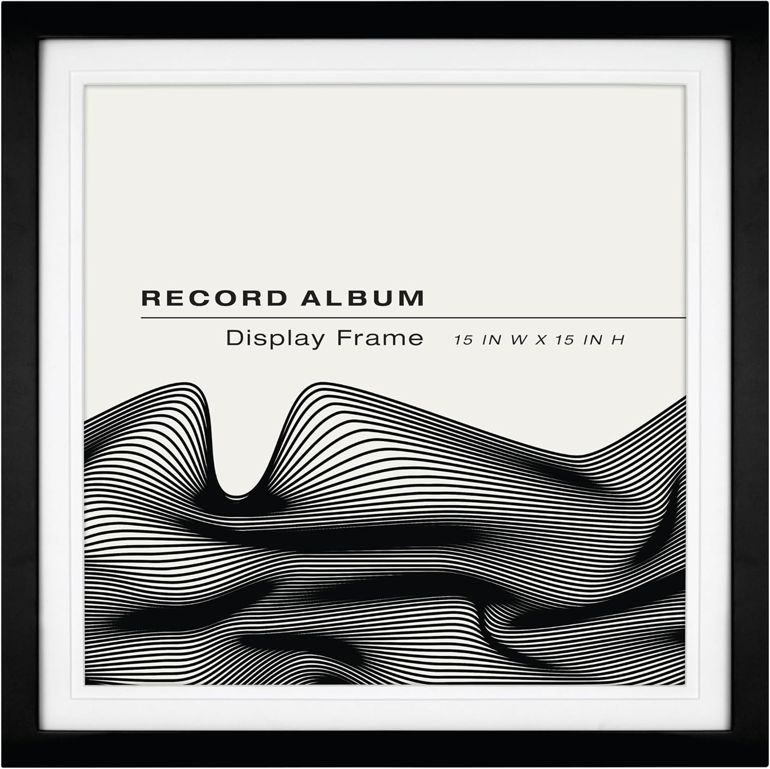 MCS Single Matted Record Album Frame, 15x15, Black