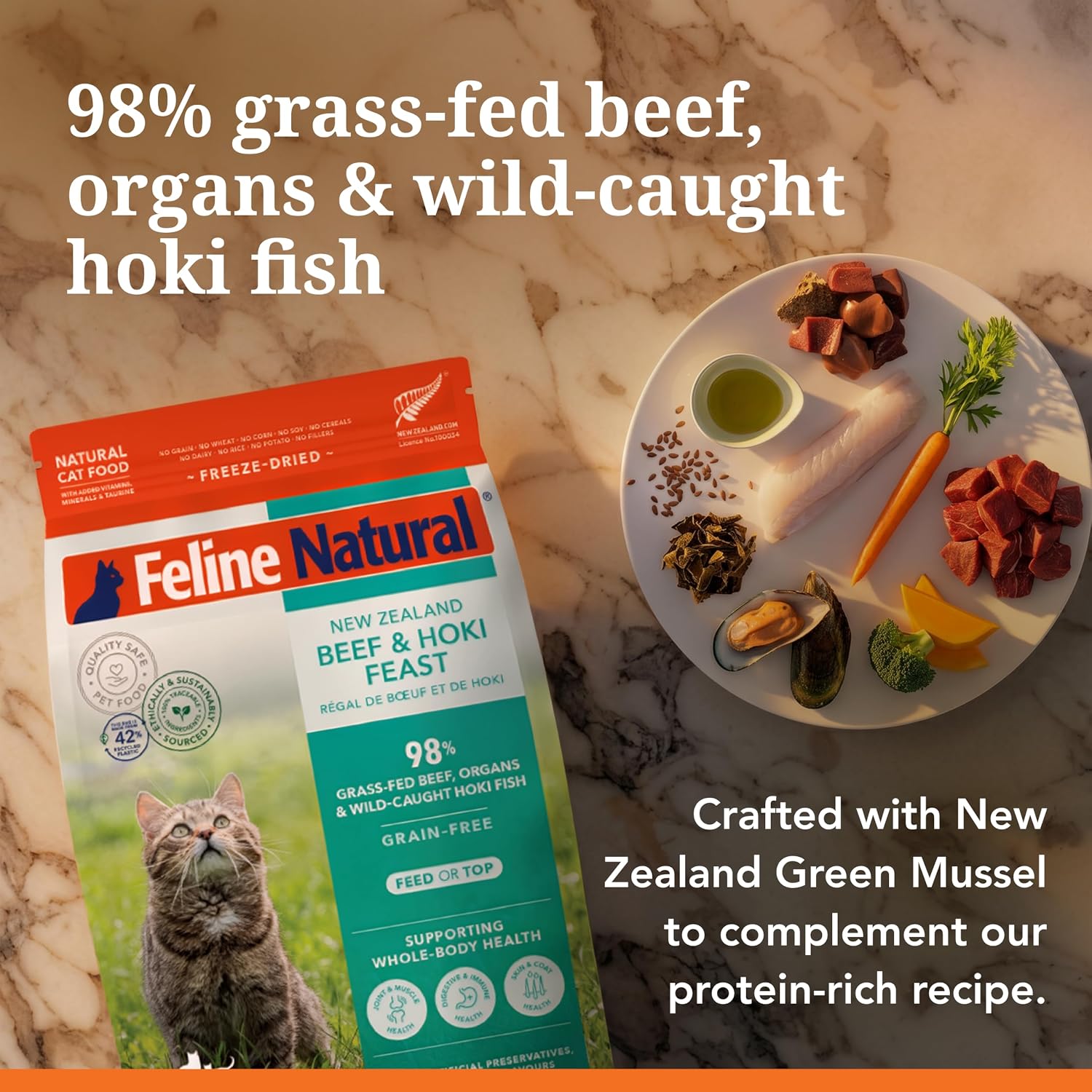 Feline Natural - High Protein Freeze Dried Dry Cat Food with 98% Meat