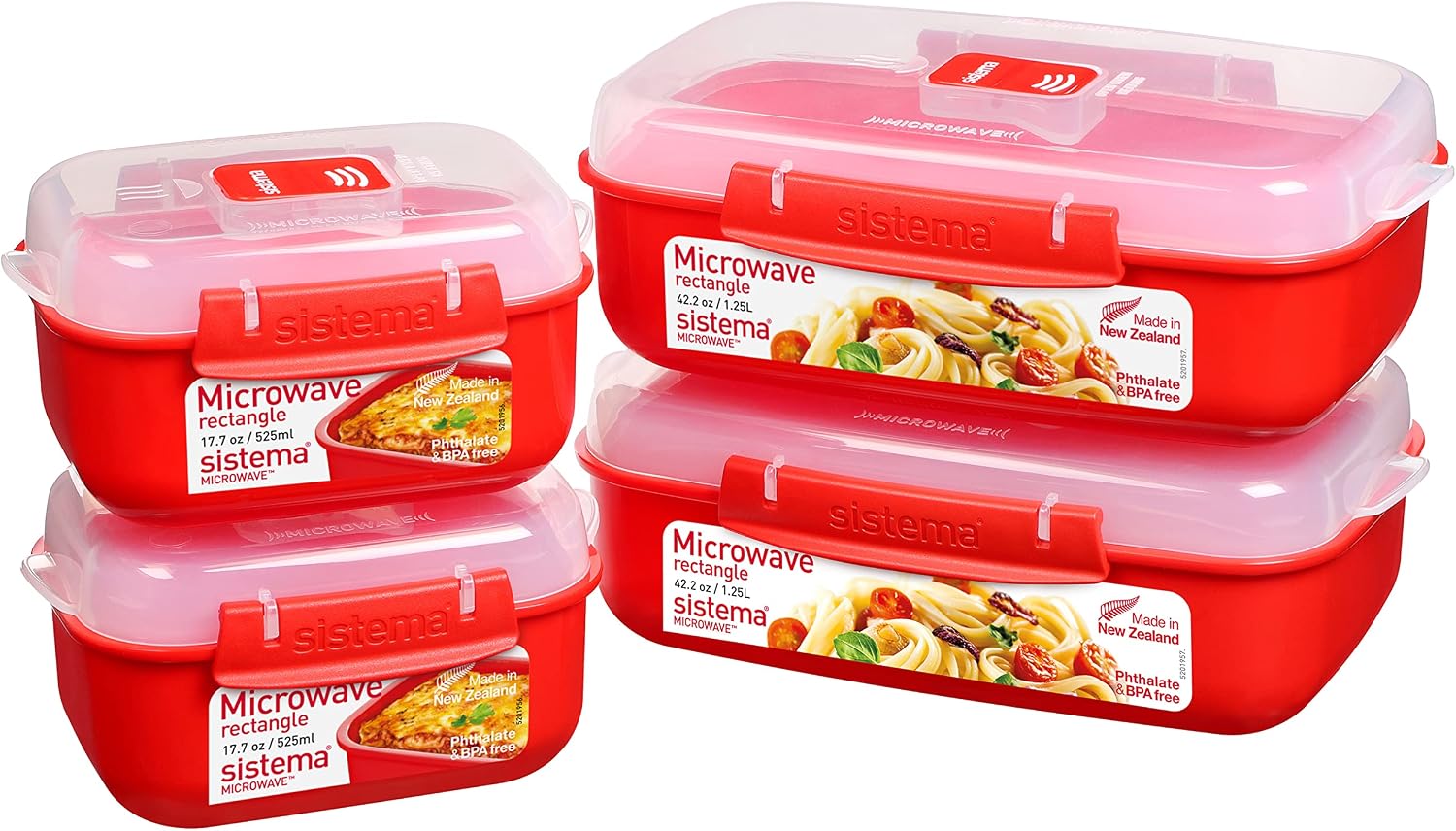 Sistema Heat & Eat Microwaveable Food Steamer with Removable Steamer Basket & Steam Release Vents, Large 3.2L Capacity, Dishwasher & Freezer-Safe, BPA-Free
