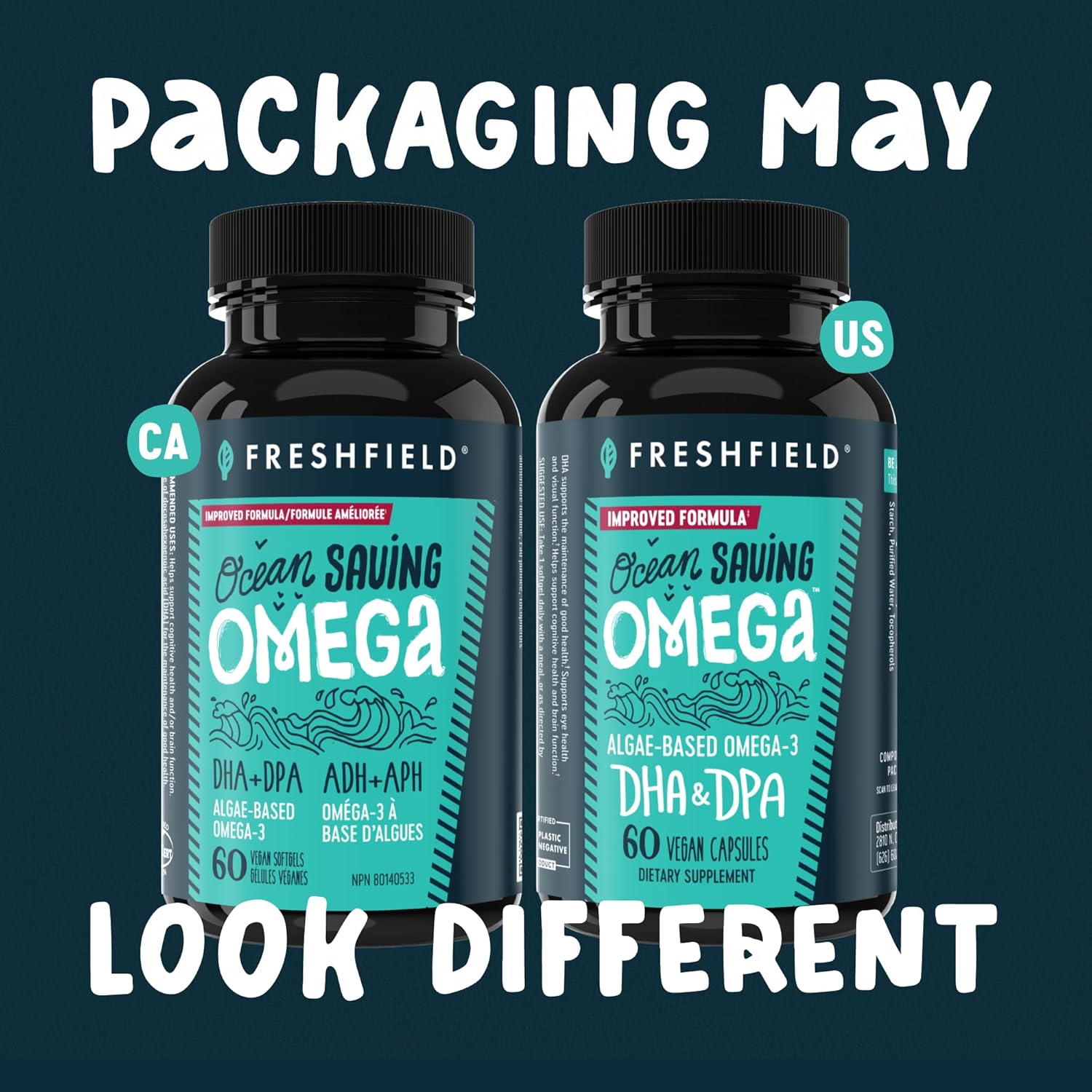 Freshfield Vegan Omega 3, Algae (Algal) Oil, Fish Oil Free Company, Third Party Tested, Carrageenan Free, DHA Supplement w/DPA, Plant Based Omega. Supports Heart, Brain, Joint Health. Lemon Scent