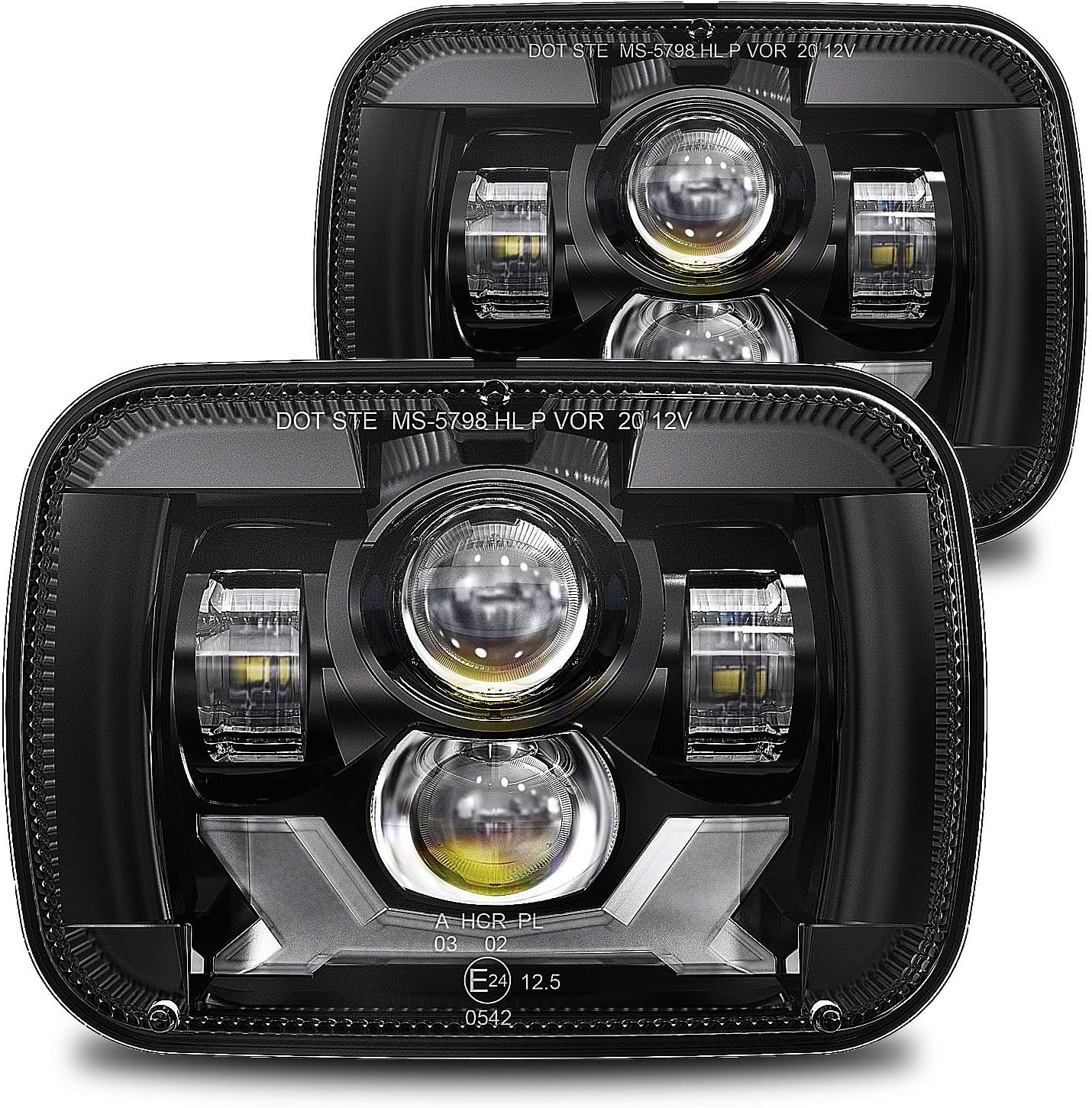 5x7 7x6 Inches LED Headlights H6054 Hi/Low Sealed Beam DOT/SAE Headlamps