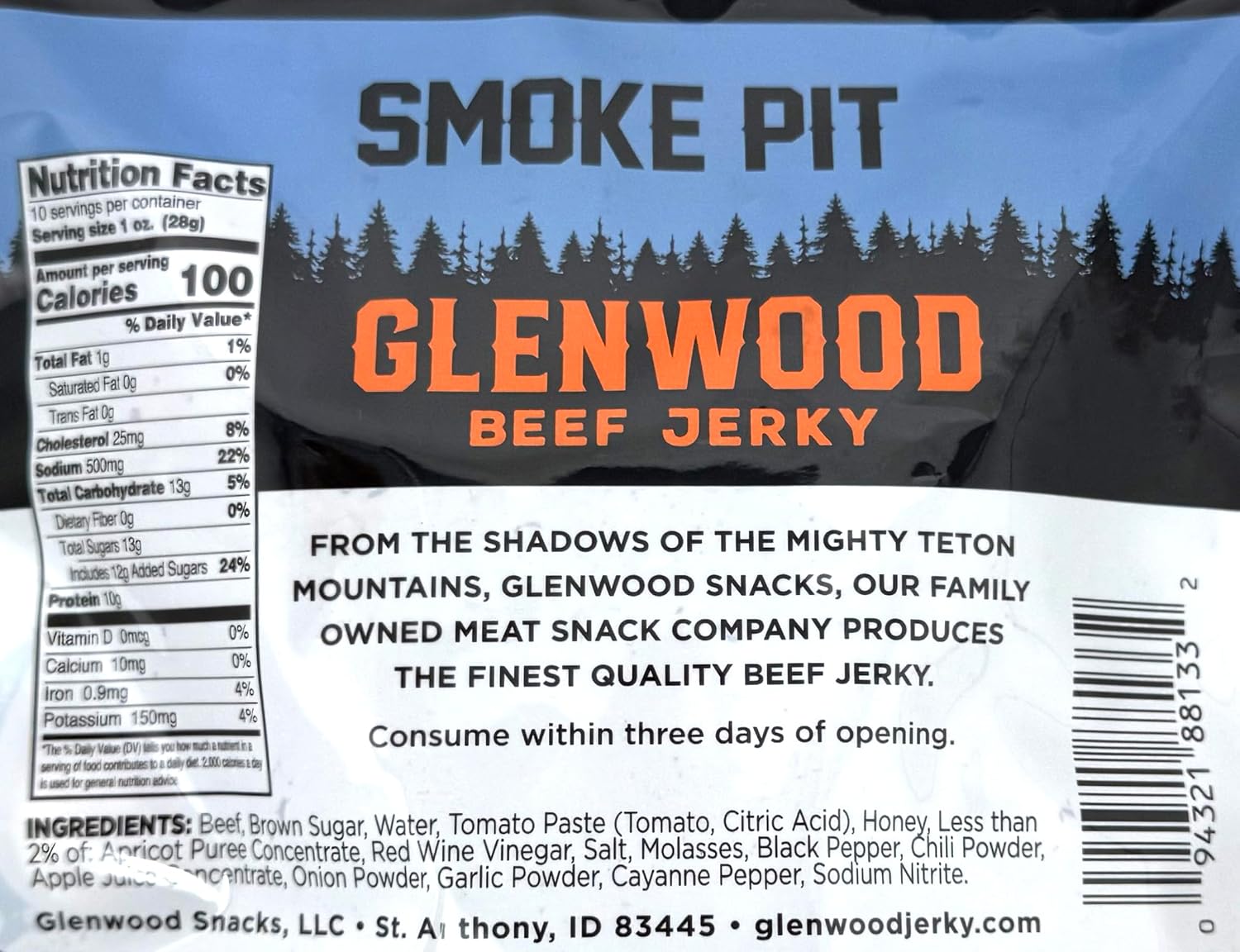 Glenwood Jerky 10oz 100% Beef Jerky (SMOKE PIT)