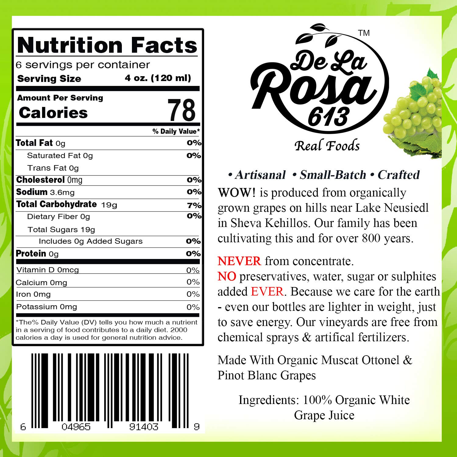De La Rosa Organic Austrian Kosher Red Grape Juice (25.4 oz - 2pack)