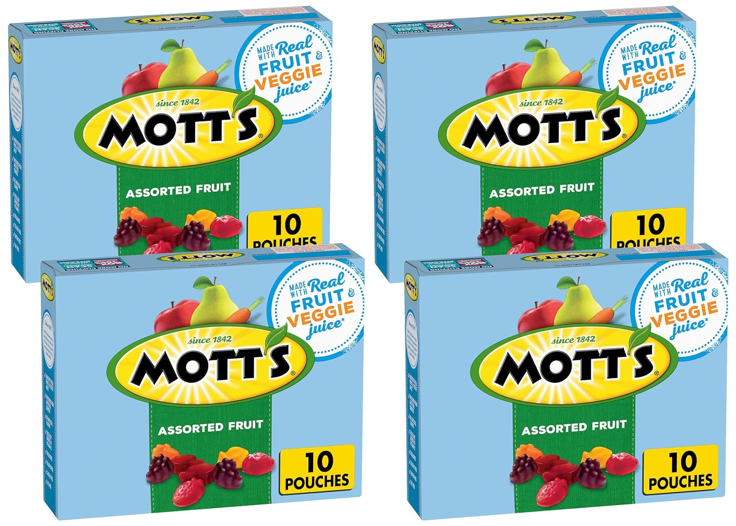Mott's Fruit Flavored Snacks, Assorted Fruit, Pouches, 0.8 oz, 22 ct (Pack of 6)