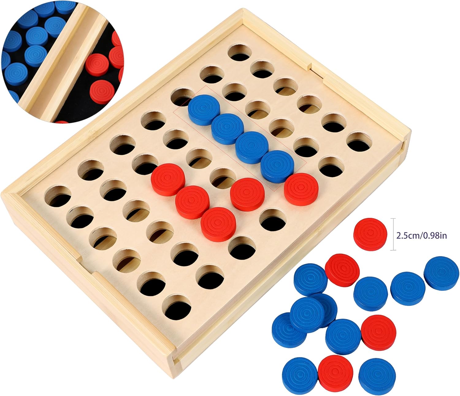 TOWO Wooden 4 in a Row Game, Classic Strategy Board Game for Kids