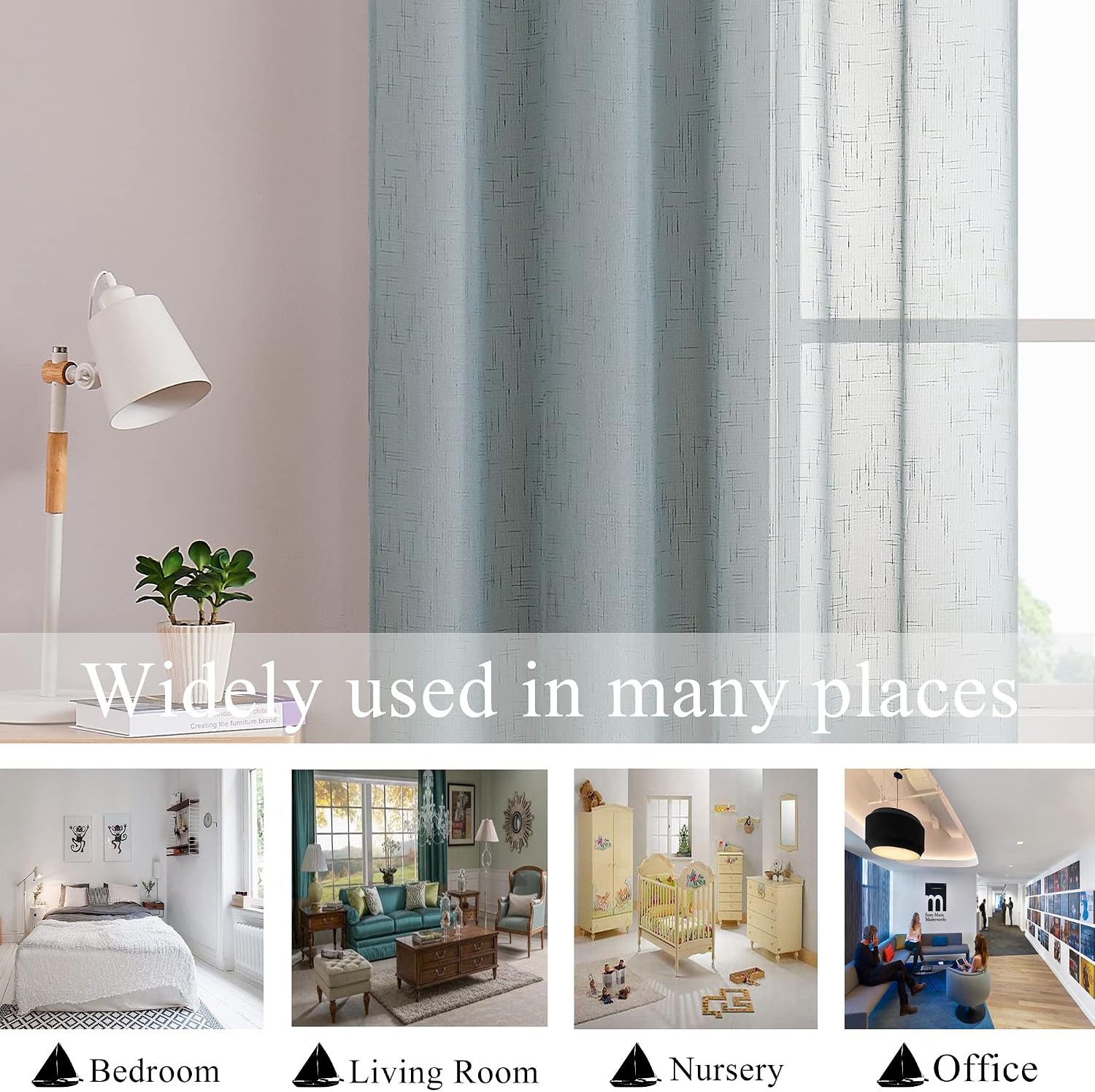 Randall Off White Sheer Open Weave Curtain for Living Room 2 Panels,72"