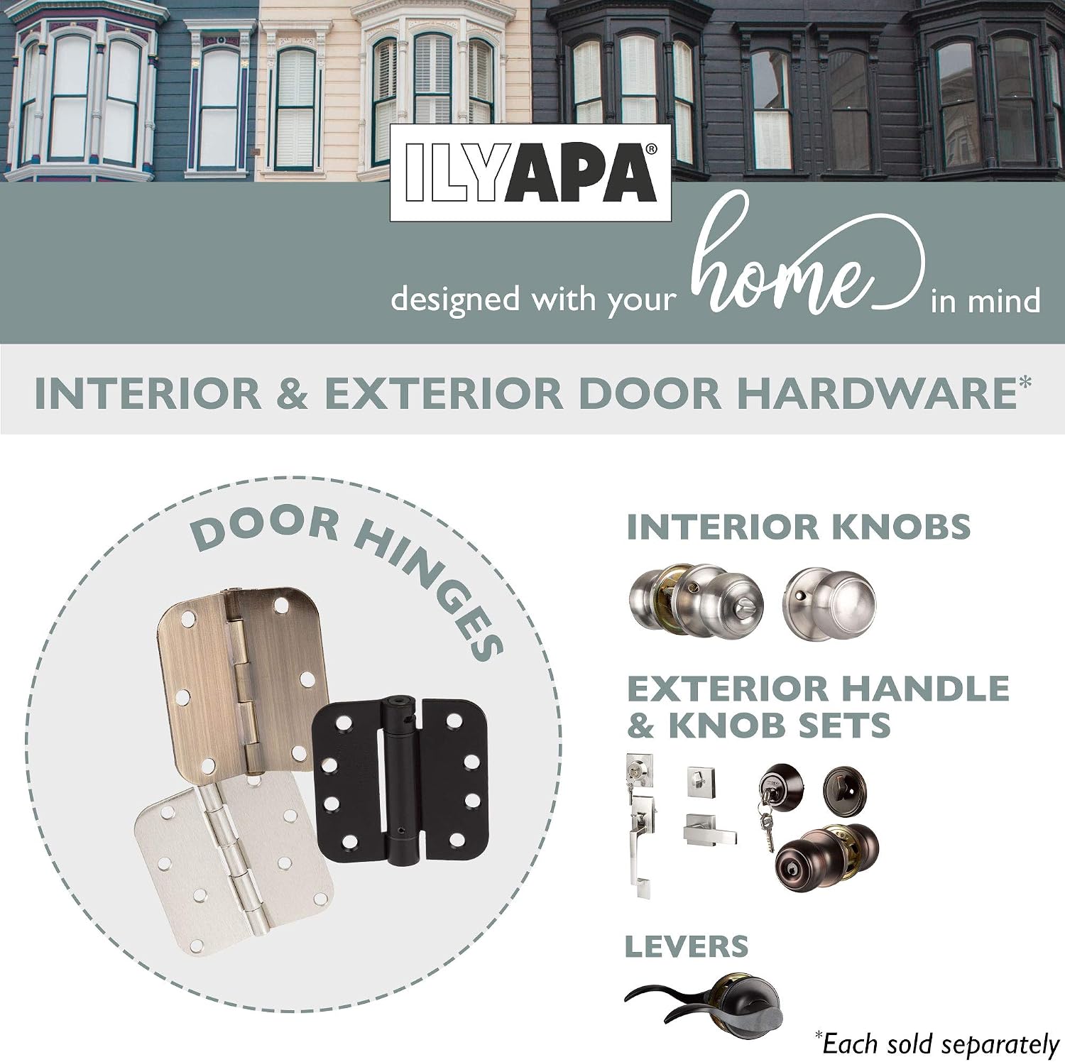 Ilyapa Door Hinges, 3.5x3.5 Inch - Satin Nickel, 18 Pack, Includes Mounting | 5/8 Inch Radius Corners, For Standard Interior Doors, Satin Nickel Finish, Screws