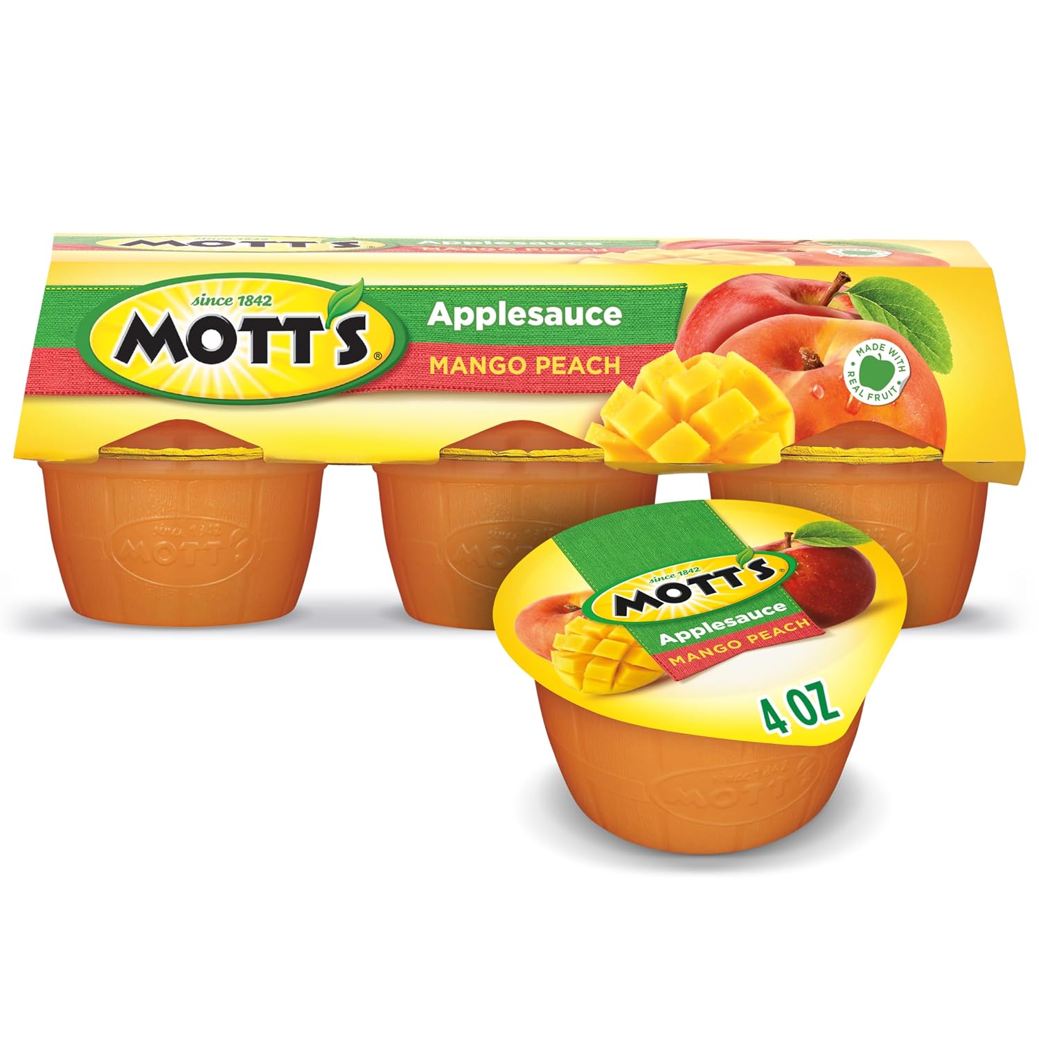 Mott's Mango Peach Applesauce, 4 oz cups, 6 count