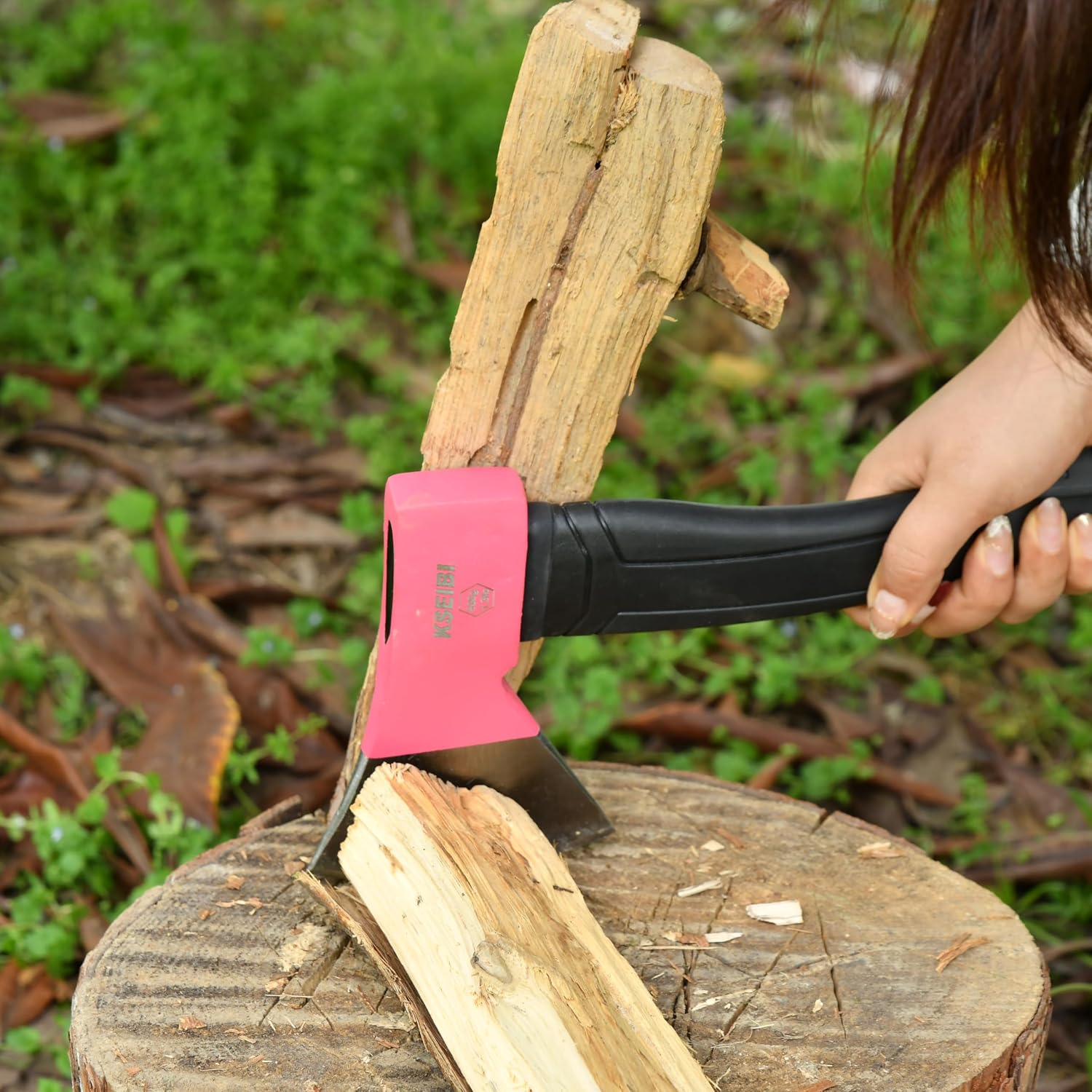 KSEIBI Wood Axe, Small Outdoor Camp Hatchet for Splitting and Kindling Wood