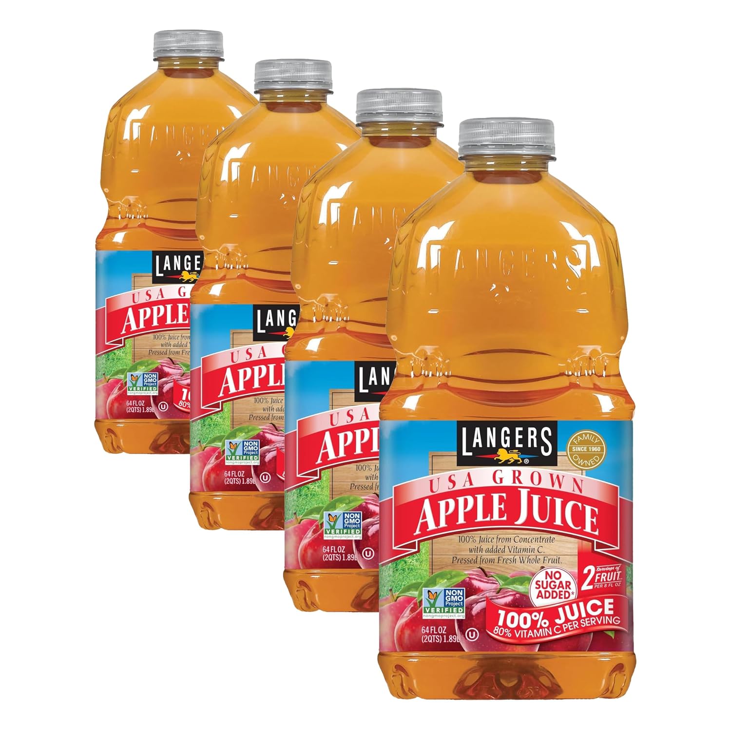 Langers 100% Apple Juice, 15.2 Fl Oz (Pack of 12)