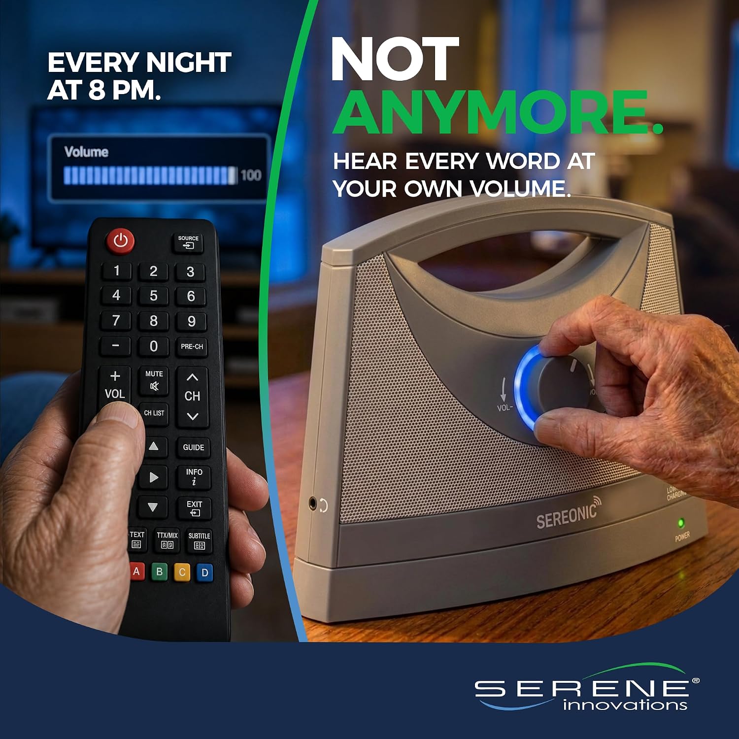 SEREONIC Portable Wireless Speakers for Smart TV - Ideal for TV Watching Without The Blaring Volume - Designed for Hard of Hearing, Elderly