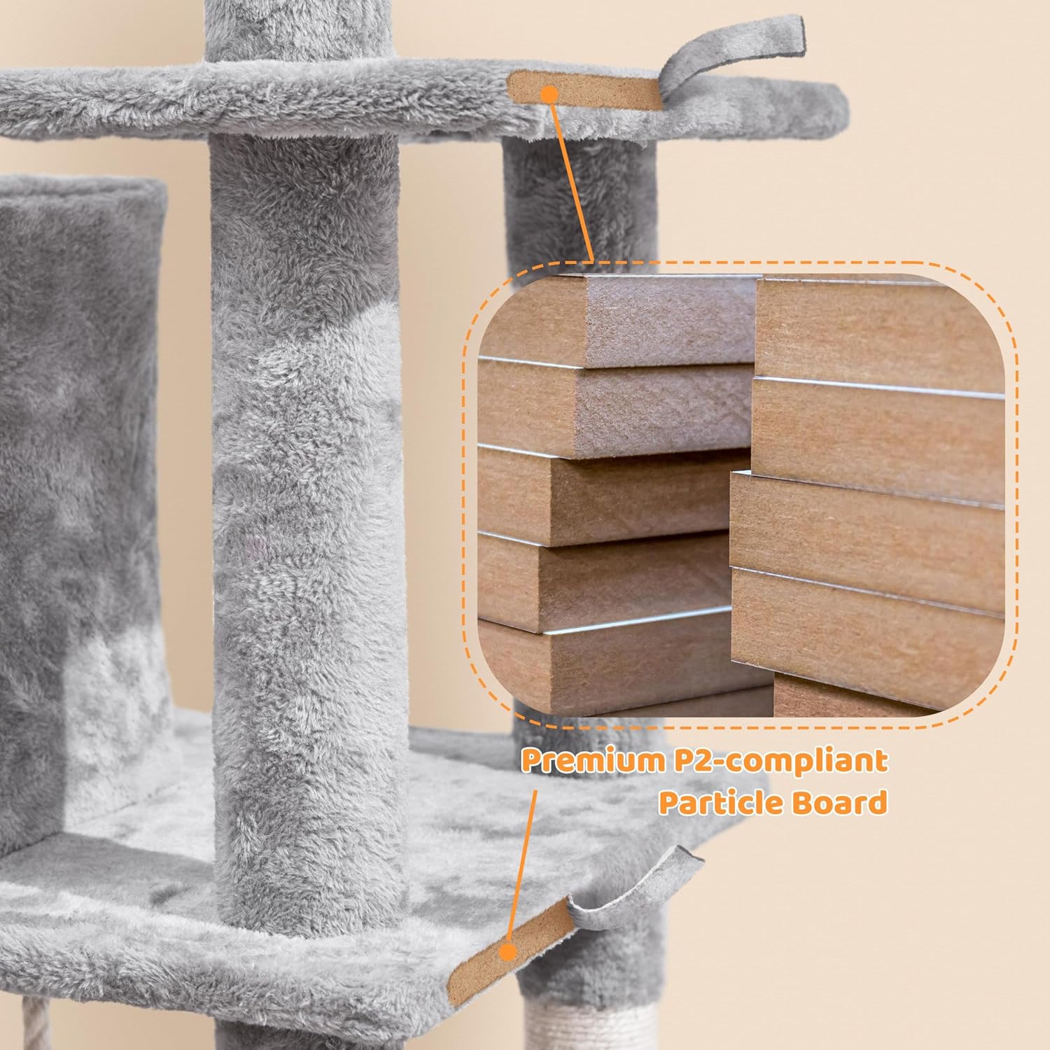 Yaheetech 63in Sturdy Large Cat Tree for Indoor Heavy Cats, Tall Tower