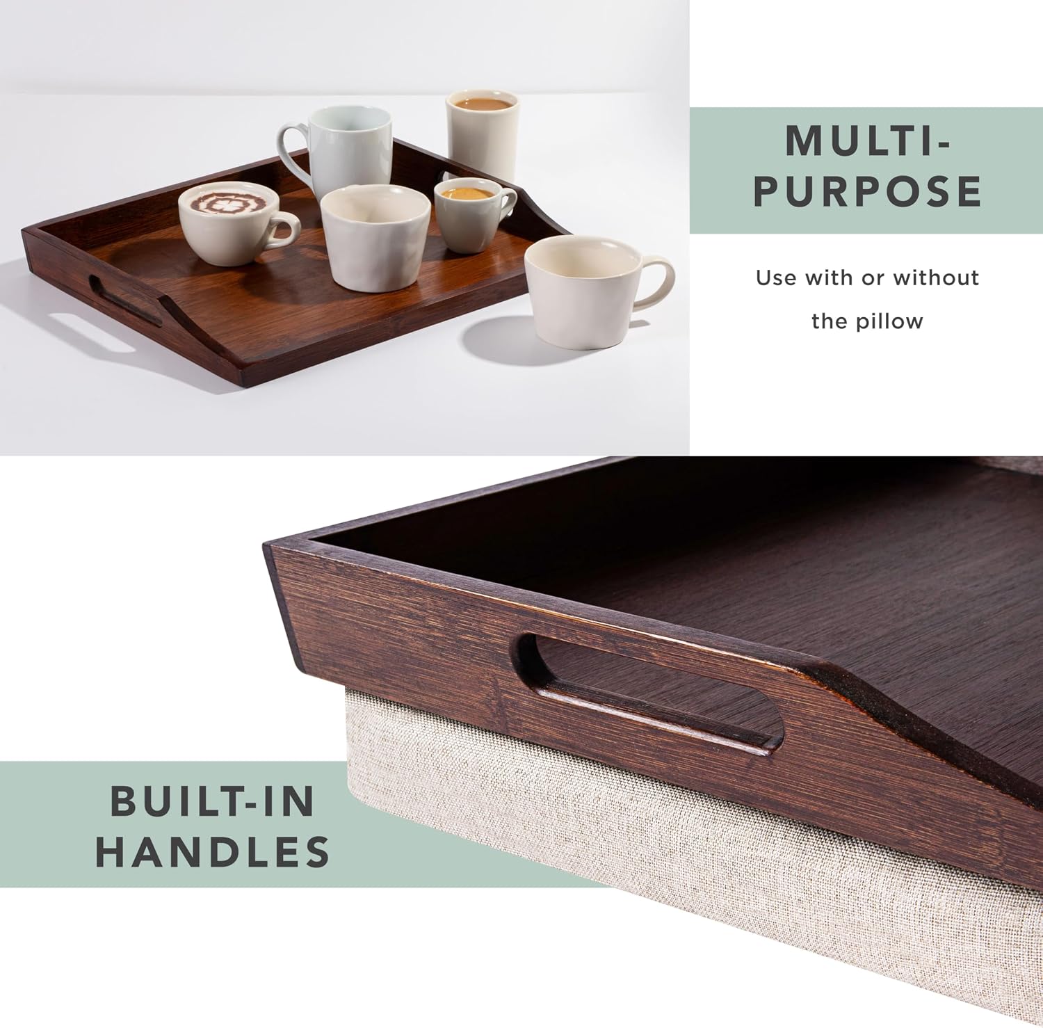 ROSSIE HOME Wood Lap Tray – Natural Acacia, Fits 15.6” Laptops