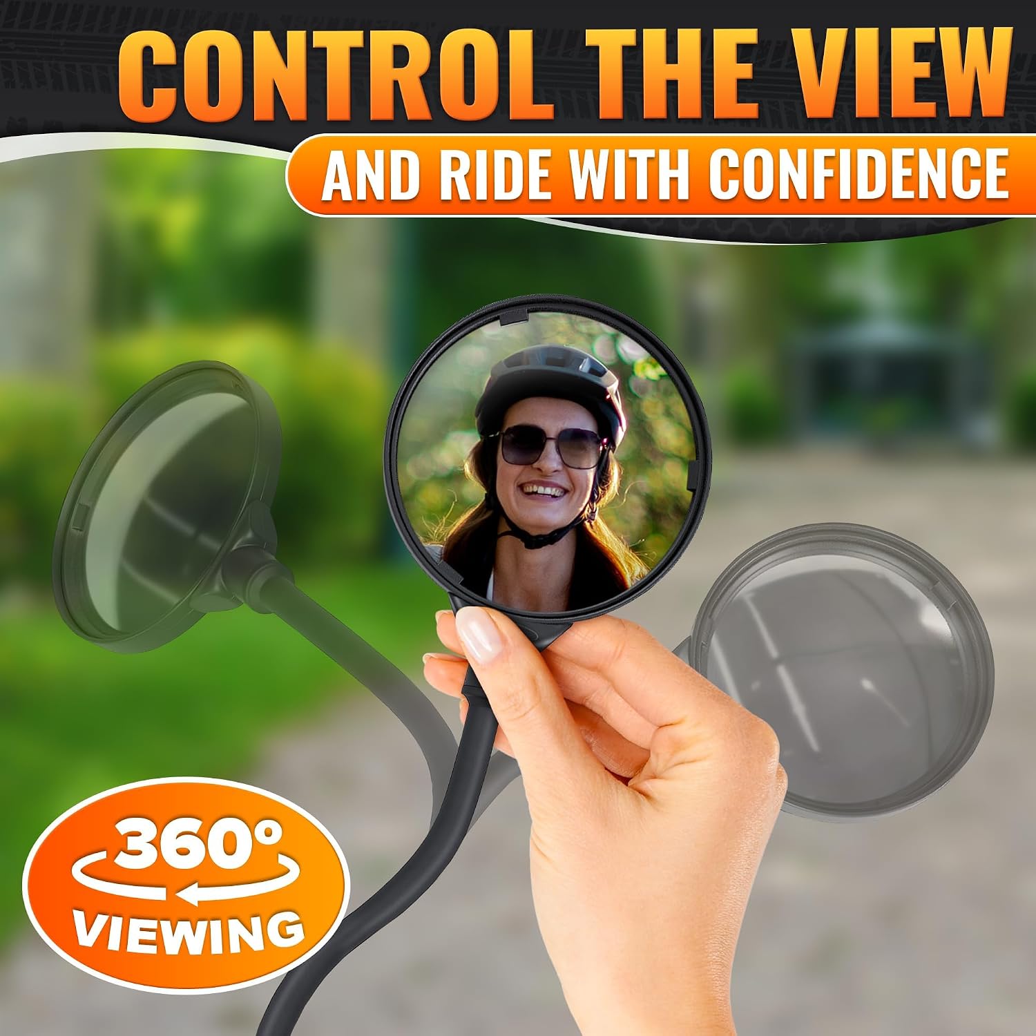 2 Pcs Bike Mirror Handlebar Mount, Convex and 360° Adjustable View