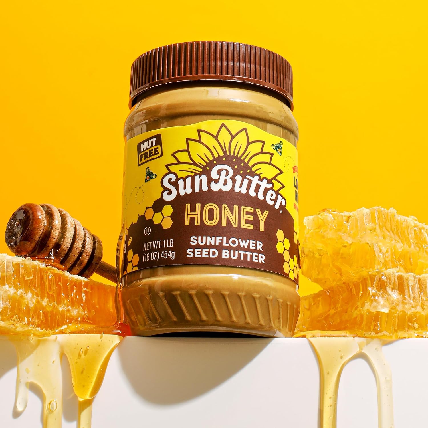 SunButter Original Sunflower Seed Butter, 16 oz Nut-Free Spread with 7g Plant-Based Protein, Roasted Rich & Savory Flavor, Smooth Texture | Vegan, Kosher & Non-GMO