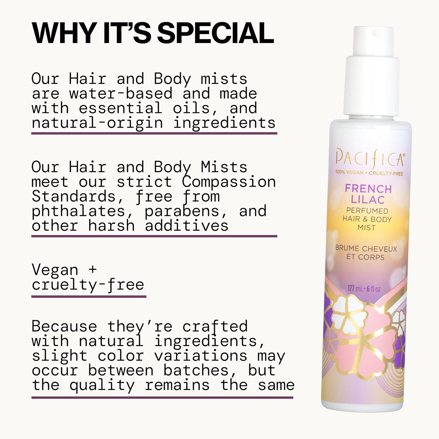 Pacifica Island Vanilla Hair Mist Perfume and Full Body Spray for Women - Fragrance Spray for A Mood-Lifting Experience, Paraben-Free, Clean Beauty No Alcohol, Vegan & Cruelty-Free, 6 oz oz