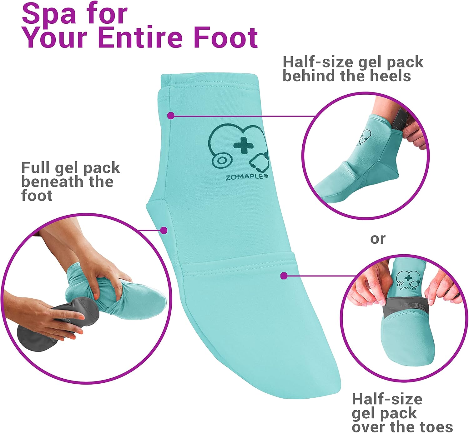 Zomaple Cold Therapy Socks, 2 Gel Packs for Neuropathy & Hot Feet Comfort