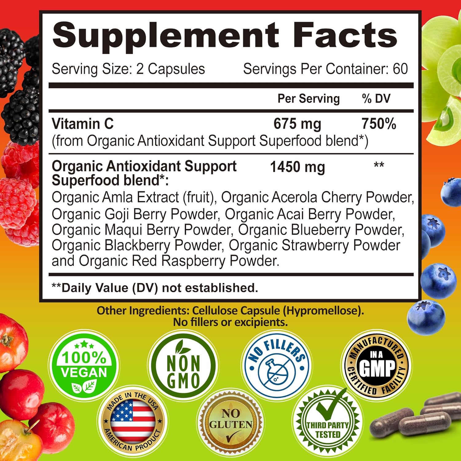 Liposomal Vitamin C Supplement 1500mg with Organic Acerola & Camu Camu
