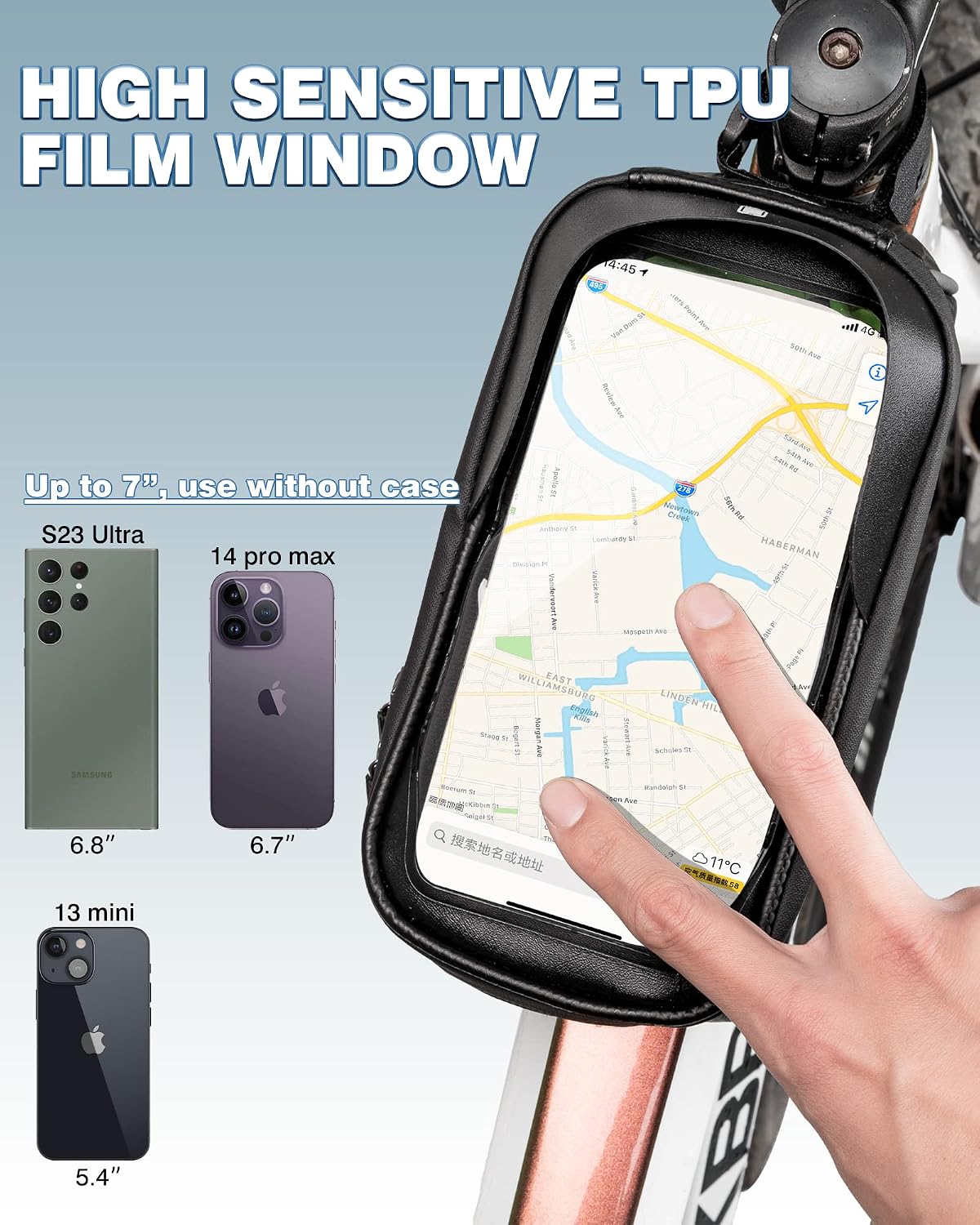 ROCKBROS Bike/Bicycle Phone Front Frame Bag, Waterproof