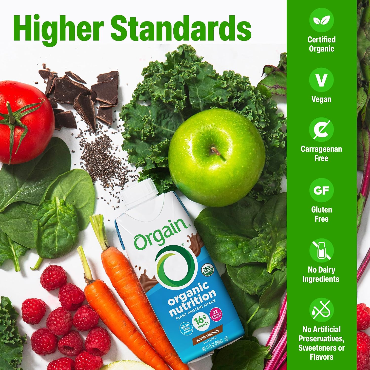 Orgain Organic Nutritional Vegan 16g Protein Shake, Vanilla, 11 oz, 12pk | Ready to drink plant based protein, meal replacement, 21 vitamins & minerals, fruits & vegetables, non-GMO, gluten-free